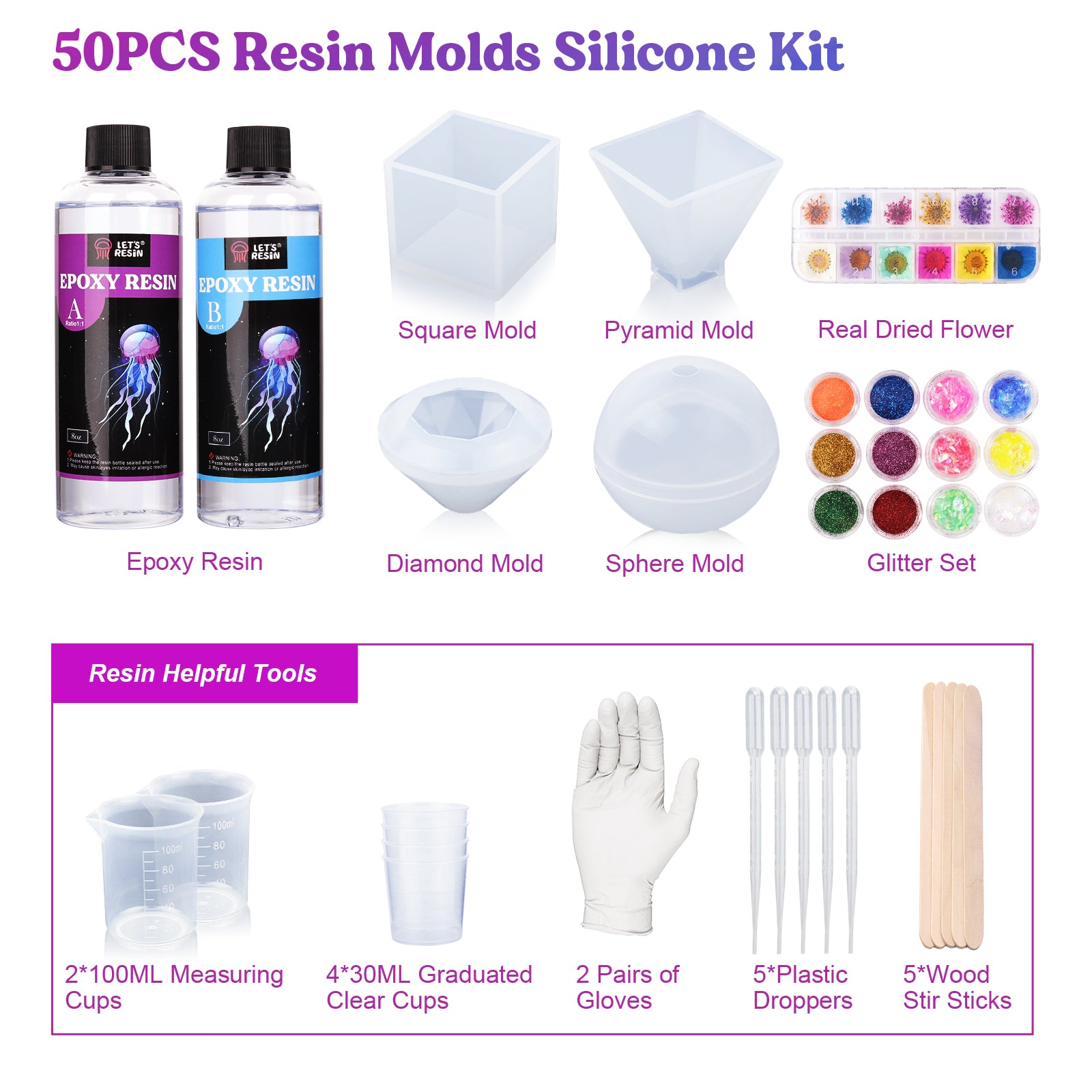 Epoxy Resin Mould Starter Kit for Beginners - 287Pcs