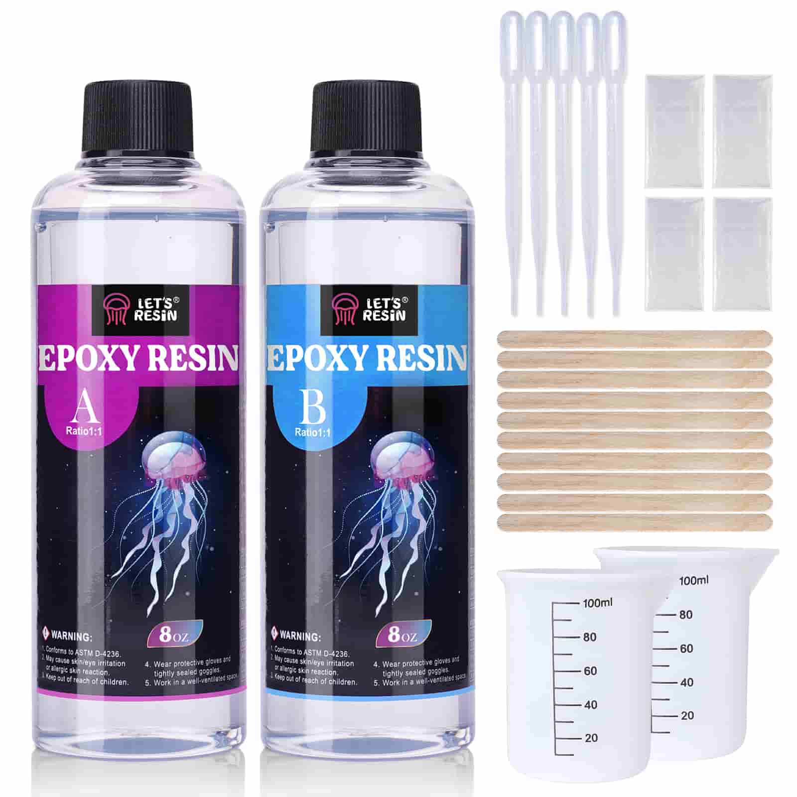 Let's Resin 16oz Clear Epoxy Resin Kit, Bubbles Free Casting Resin for Art Crafts, Jewelry Making