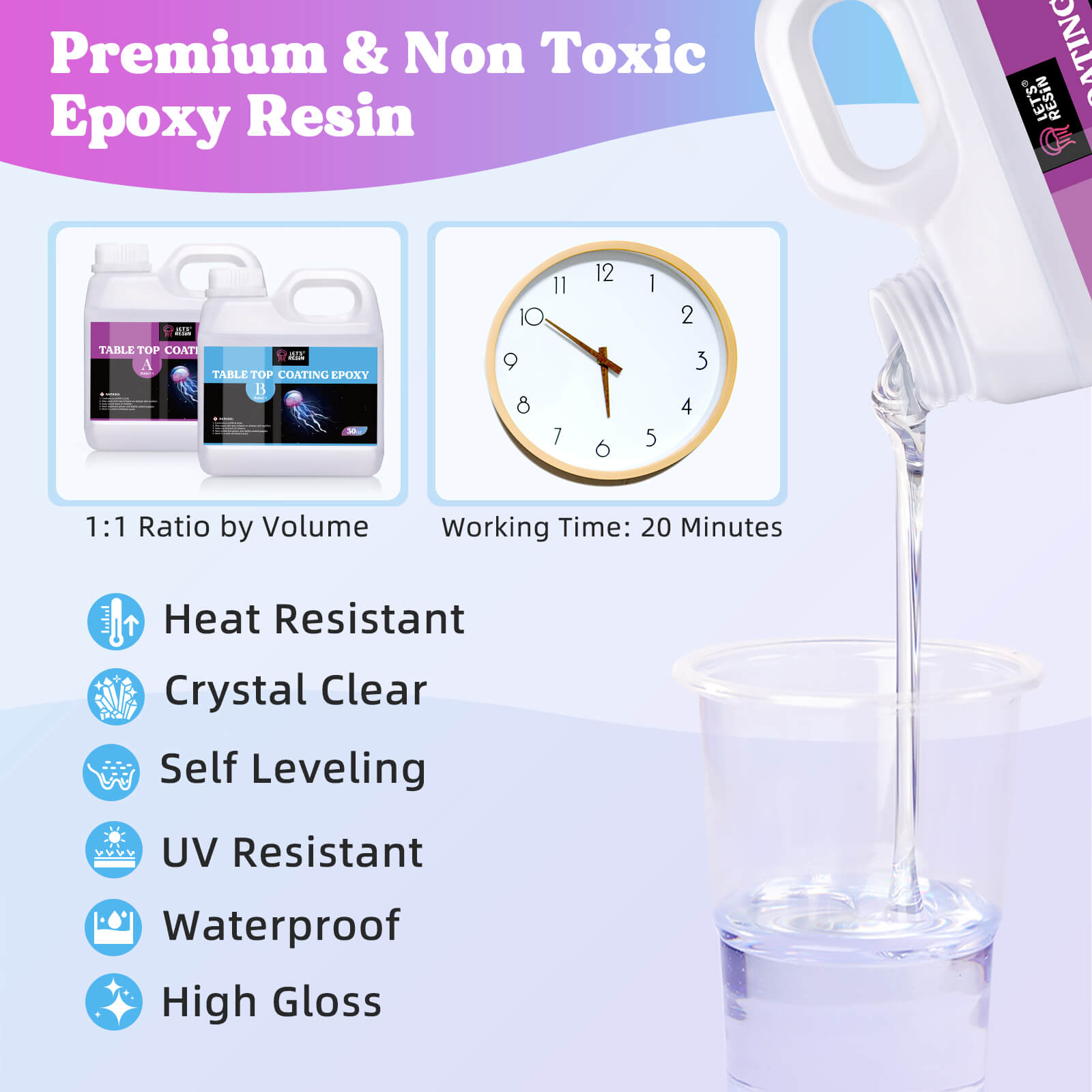  LET'S RESIN Epoxy Resin, 23oz Bubble Free Epoxy Resin, Crystal  Clear Epoxy Resin for Jewelry,Art,Tumblers,Casting Resin with Resin Cup,  Stir Stick : Arts, Crafts & Sewing