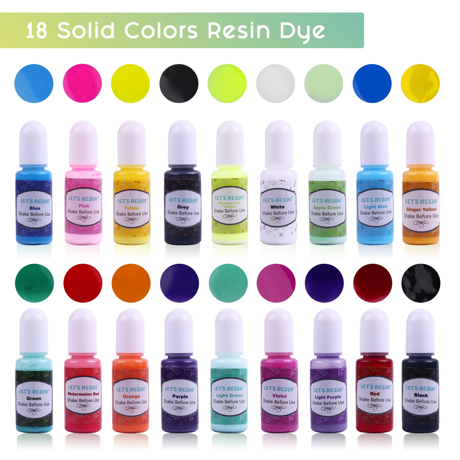 15 Colors Epoxy Pigment, Liquid Resin Colorant Each 0.35oz