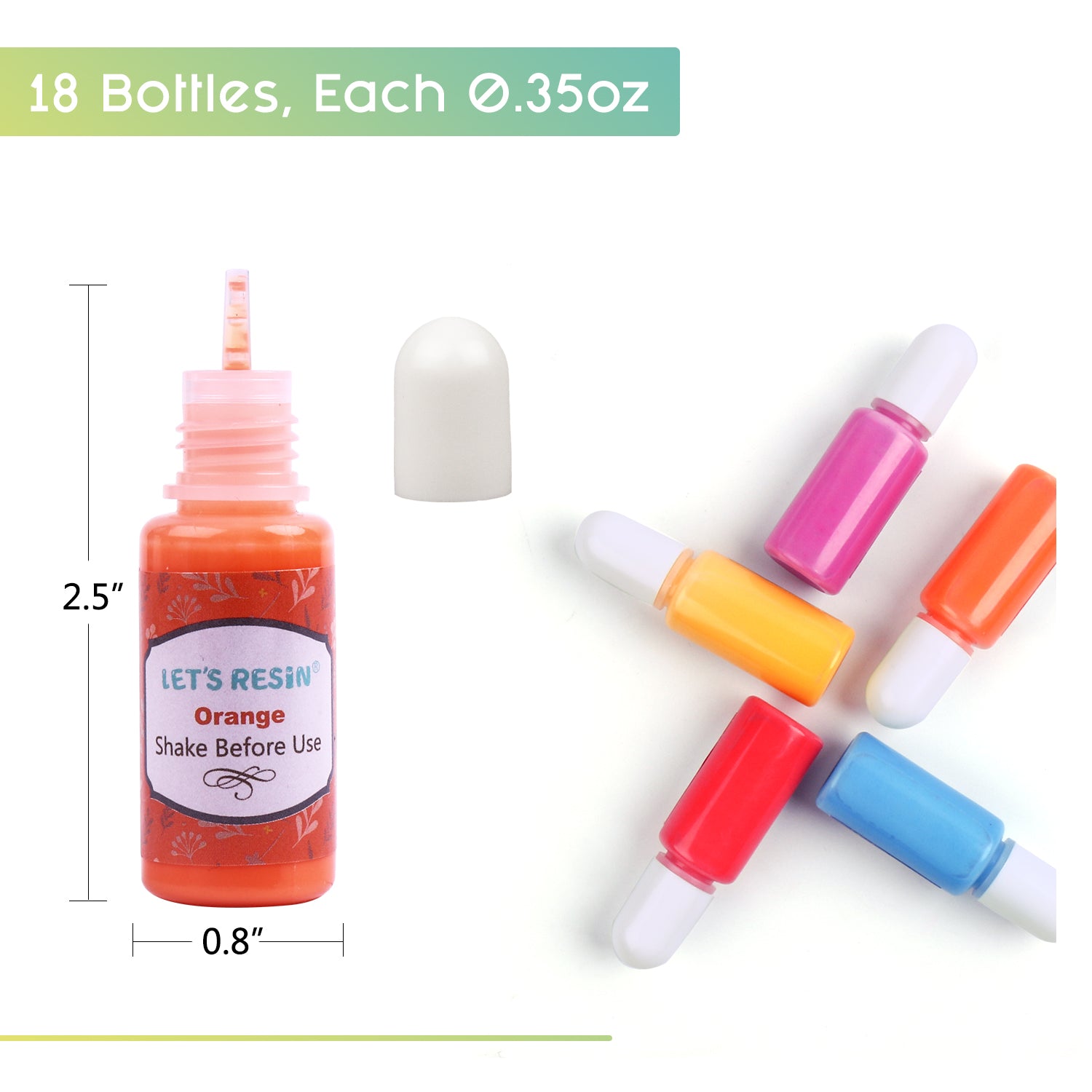 18 Colors Epoxy Pigment, Opaque Liquid Resin Colorant Each 10ml