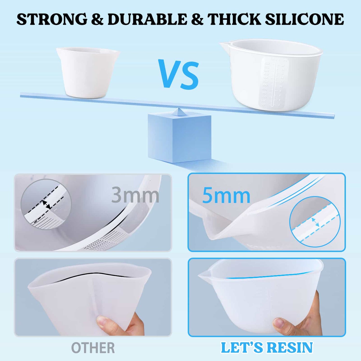 Silicone Measuring Cups for Resin Supplies, Resin Cups Kit with 600Ml &  100Ml Resin Mixing Cups and Tools, Silicone Cups for Resin Molds, Epoxy  Resin