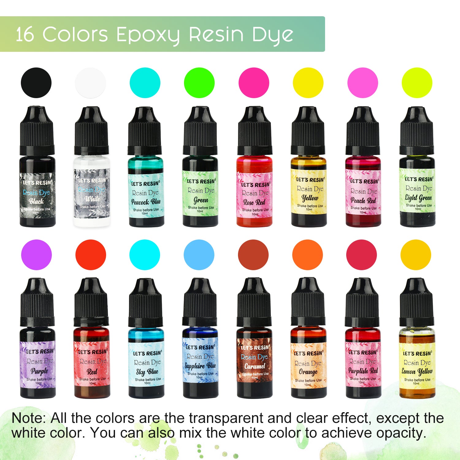 Translucent Liquid Resin Dye - 16 color/each 10ml