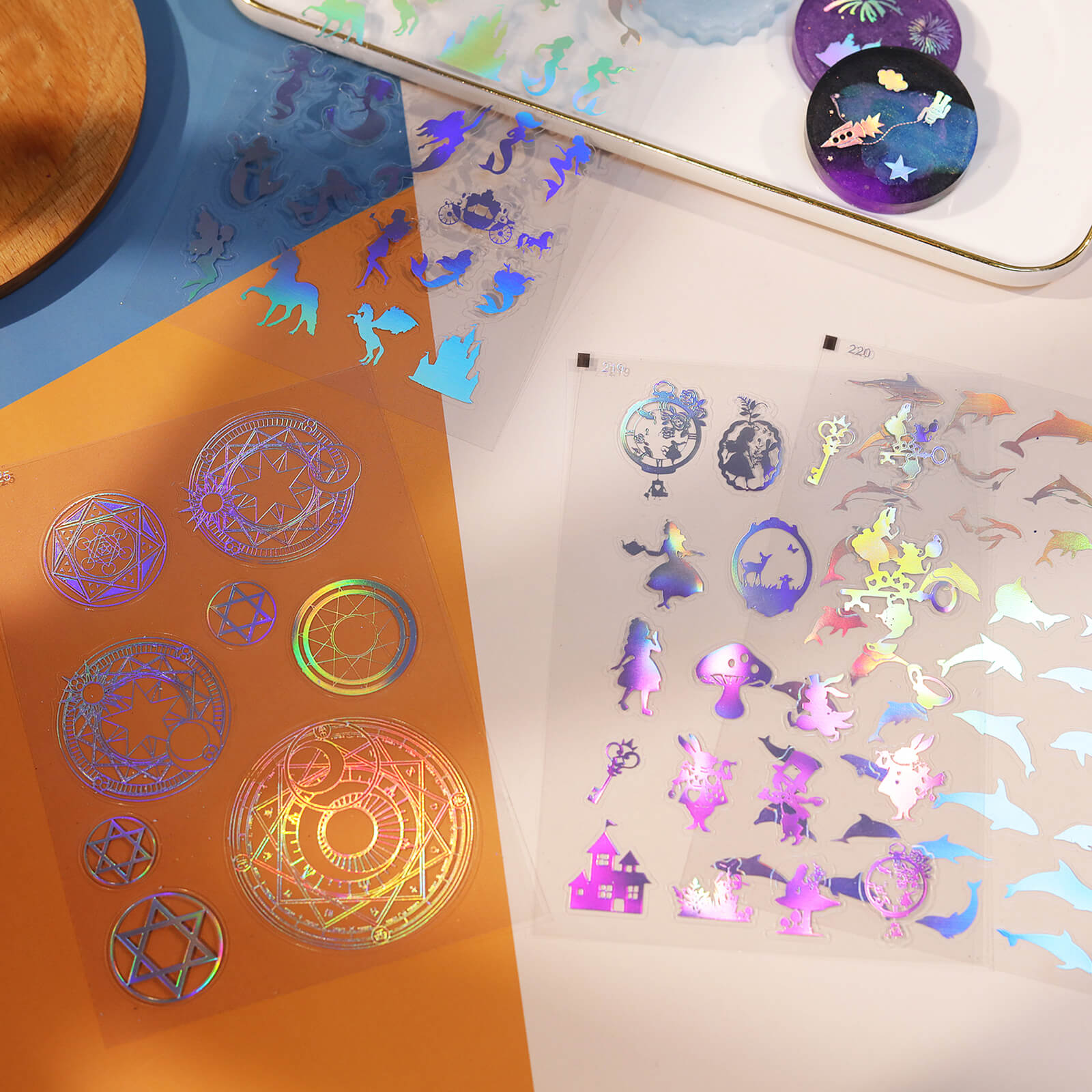 Shiny Holographic Stickers - Resin Transparent Stickers for