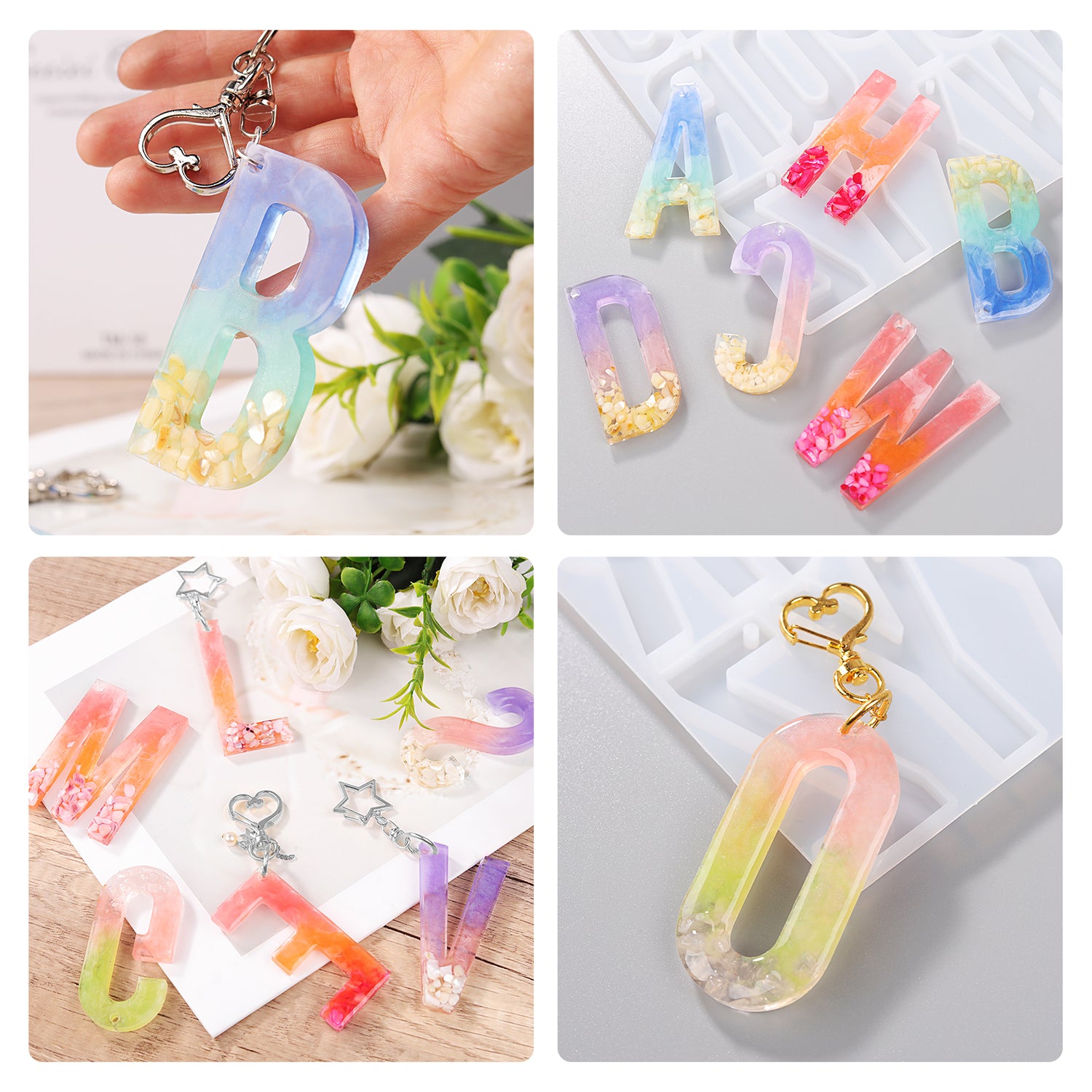Angel Wings DIY Letters Mold Alphabet Number Silicone Molds Large Clear Resin Mold Jewelry Keychain Casting Mold Epoxy Resin Craft Supplies for DIY Alphabet