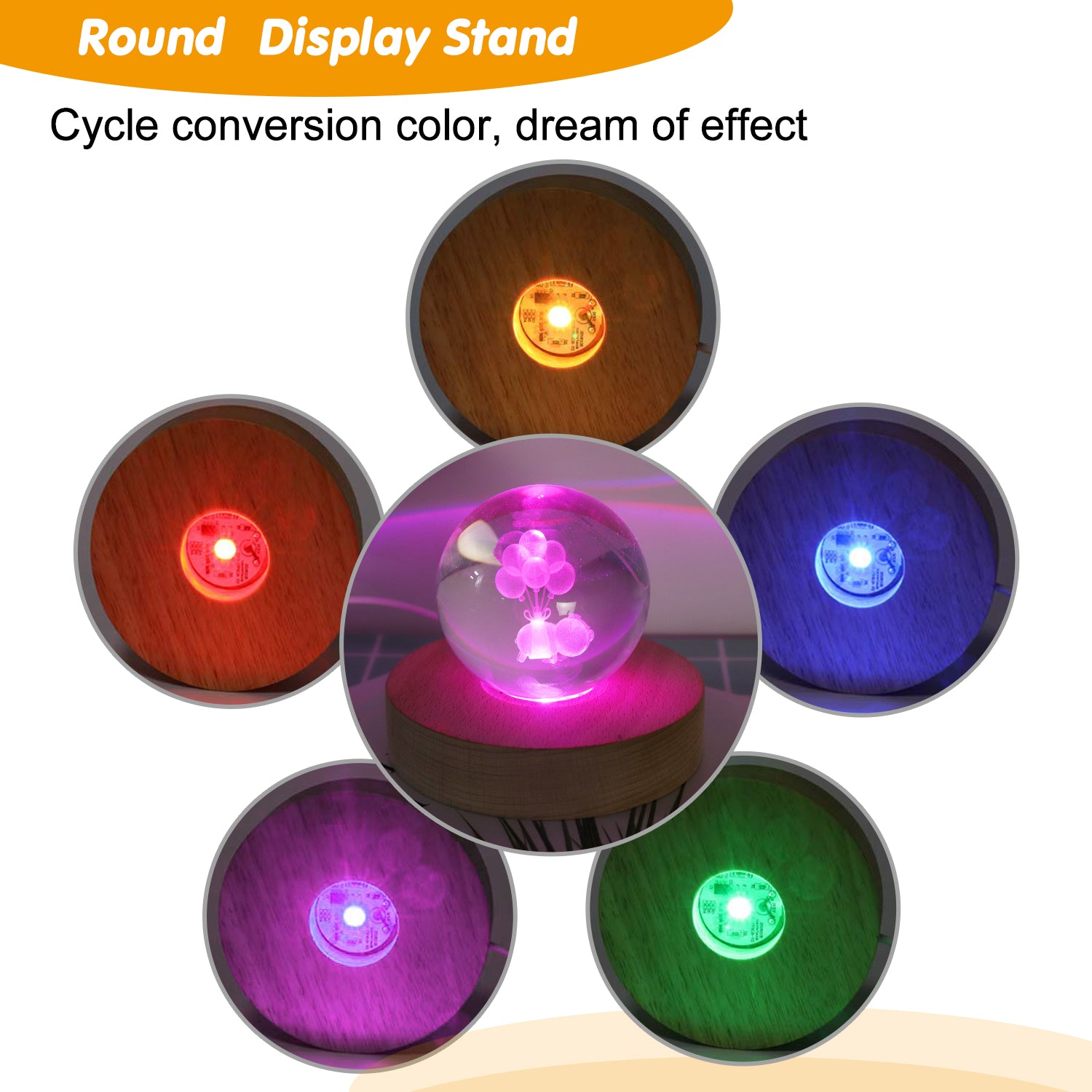 Round &amp; Square Wooden LED Display Base