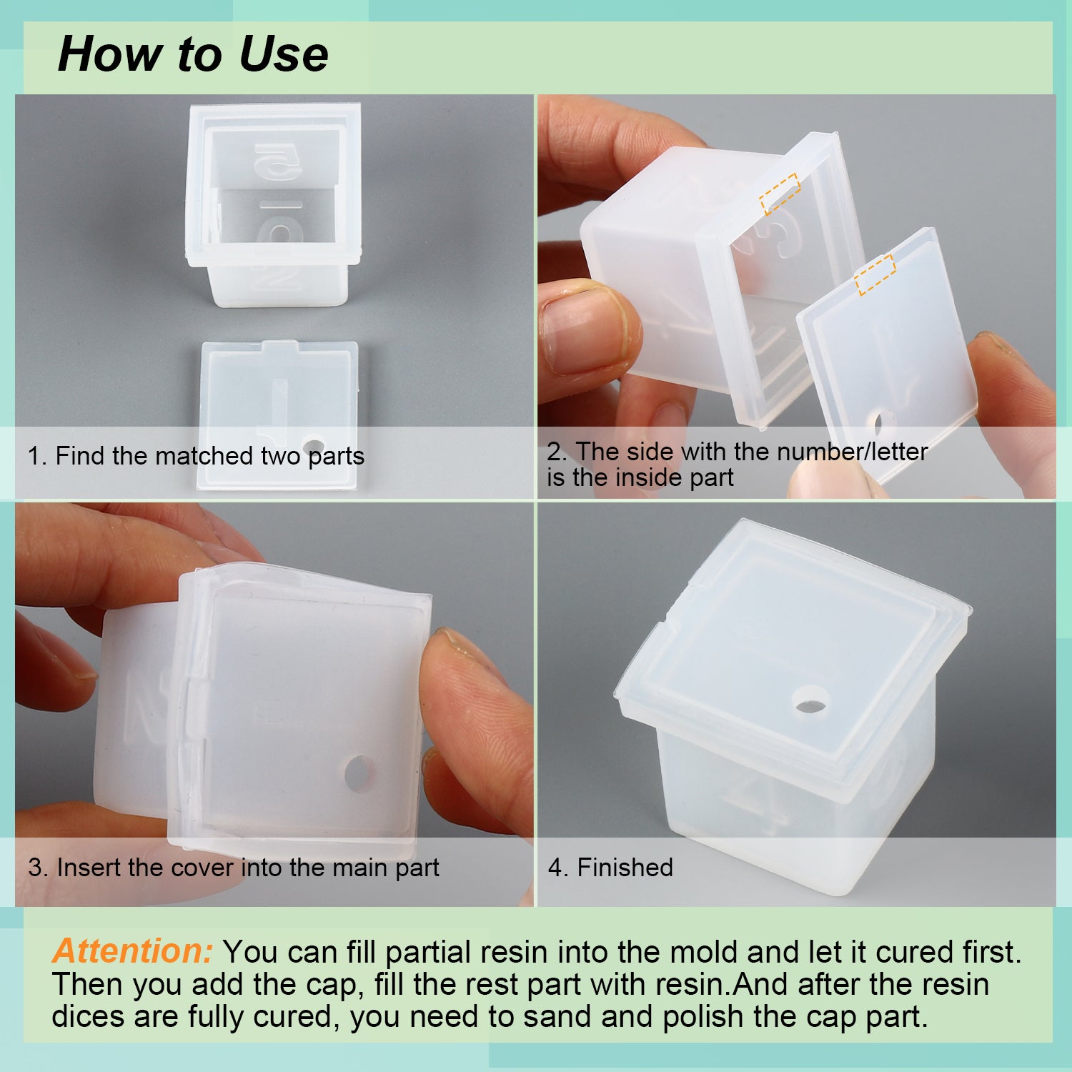 Let's Resin Resin Dice Molds Set with Letter Number