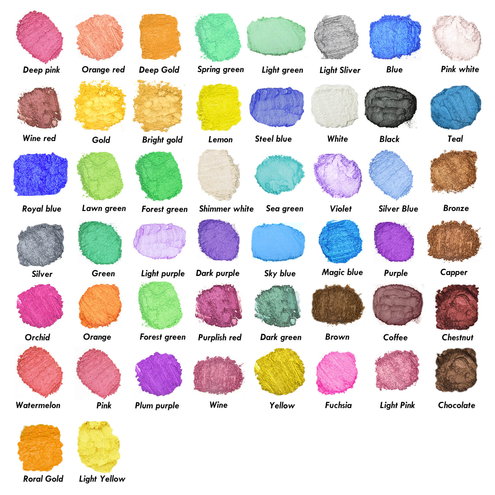 Mica Powder - 50 Colors/Each 0.17oz