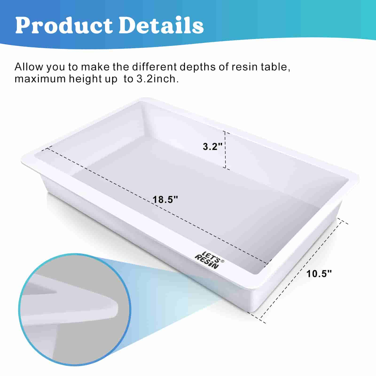 HDPE Resin Table Mold - 10.5x18.5x3.2''