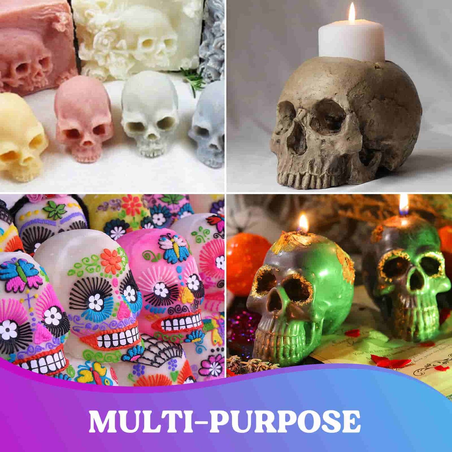 3D Halloween Skull Small Skull Shape Silicone Mold for DIY Decoration  Making Soap Candle Melt Resin Skull Molds for Resin Casting