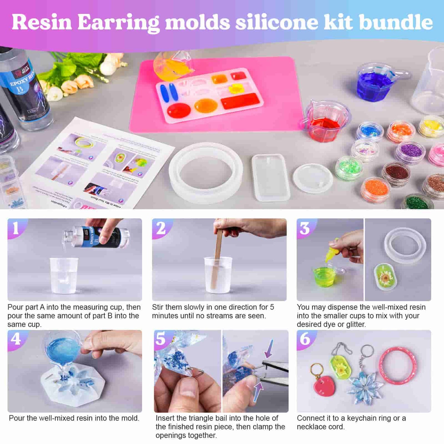 2 Pcs Jewelry Silicone Kids Earring Silicone Molds Jewelry Resin Molds Love