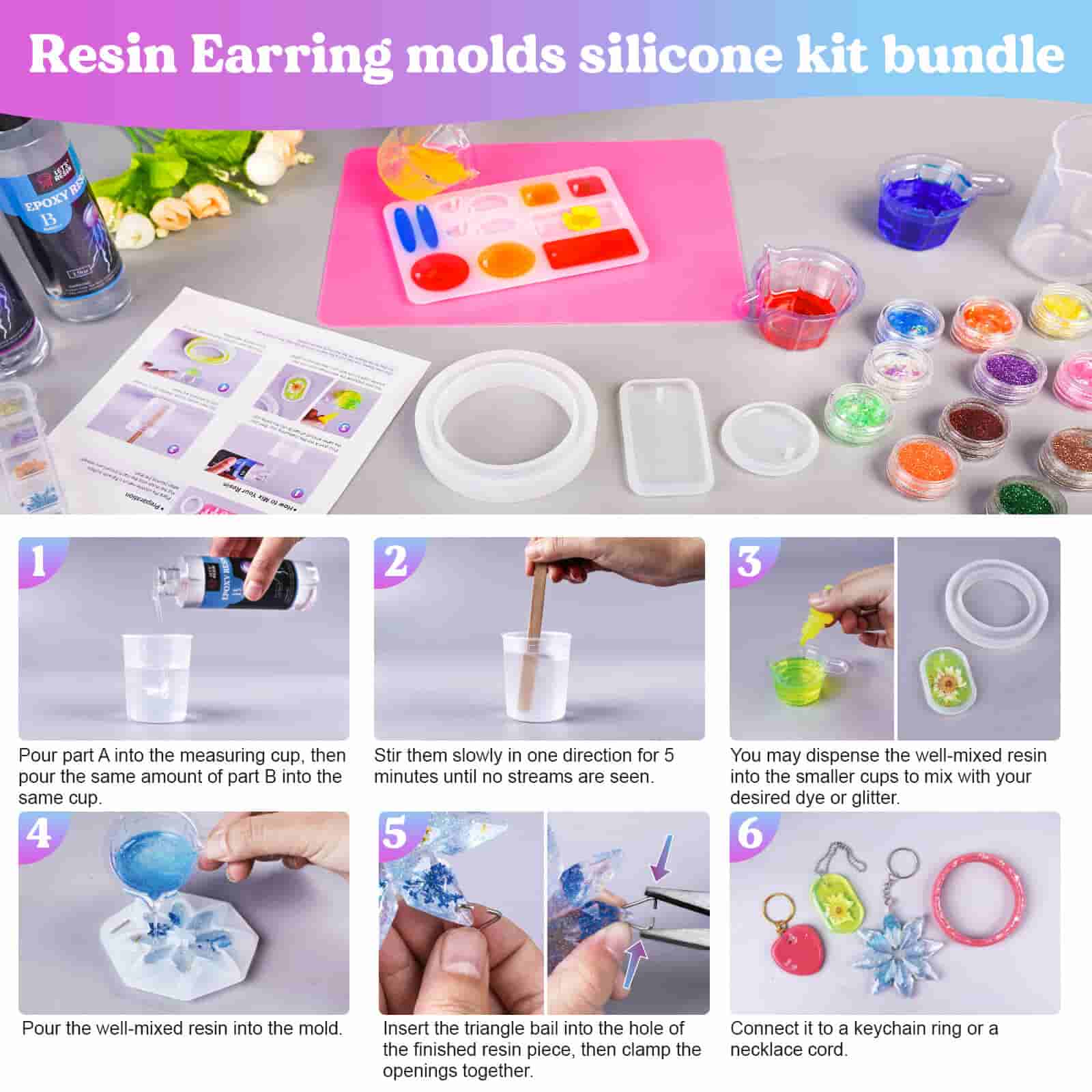 Silicone Casting Mold Earring Pendant UV Epoxy Resin For DIY Necklace  Keychain Jewelry Mould Making Tools
