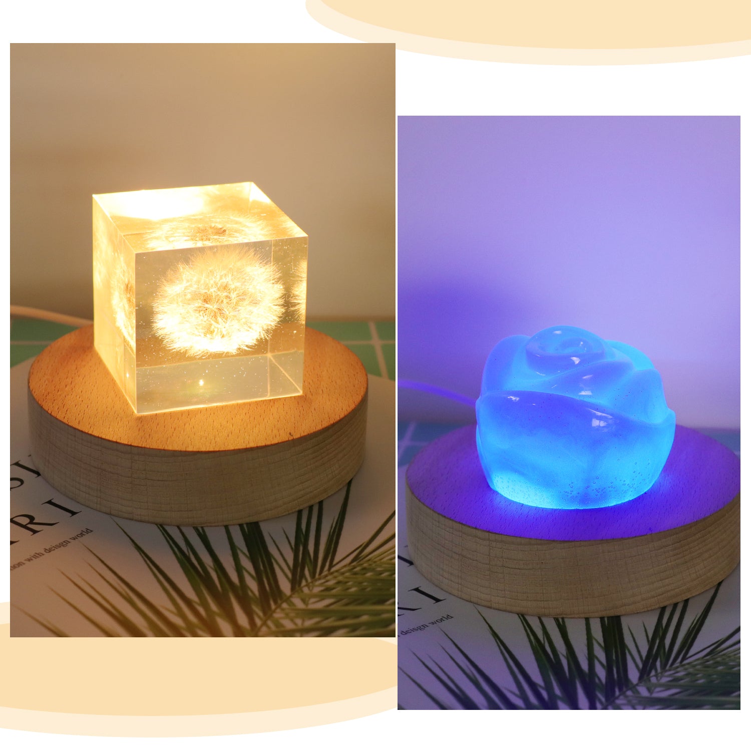 Round & Square Wooden LED Display Base