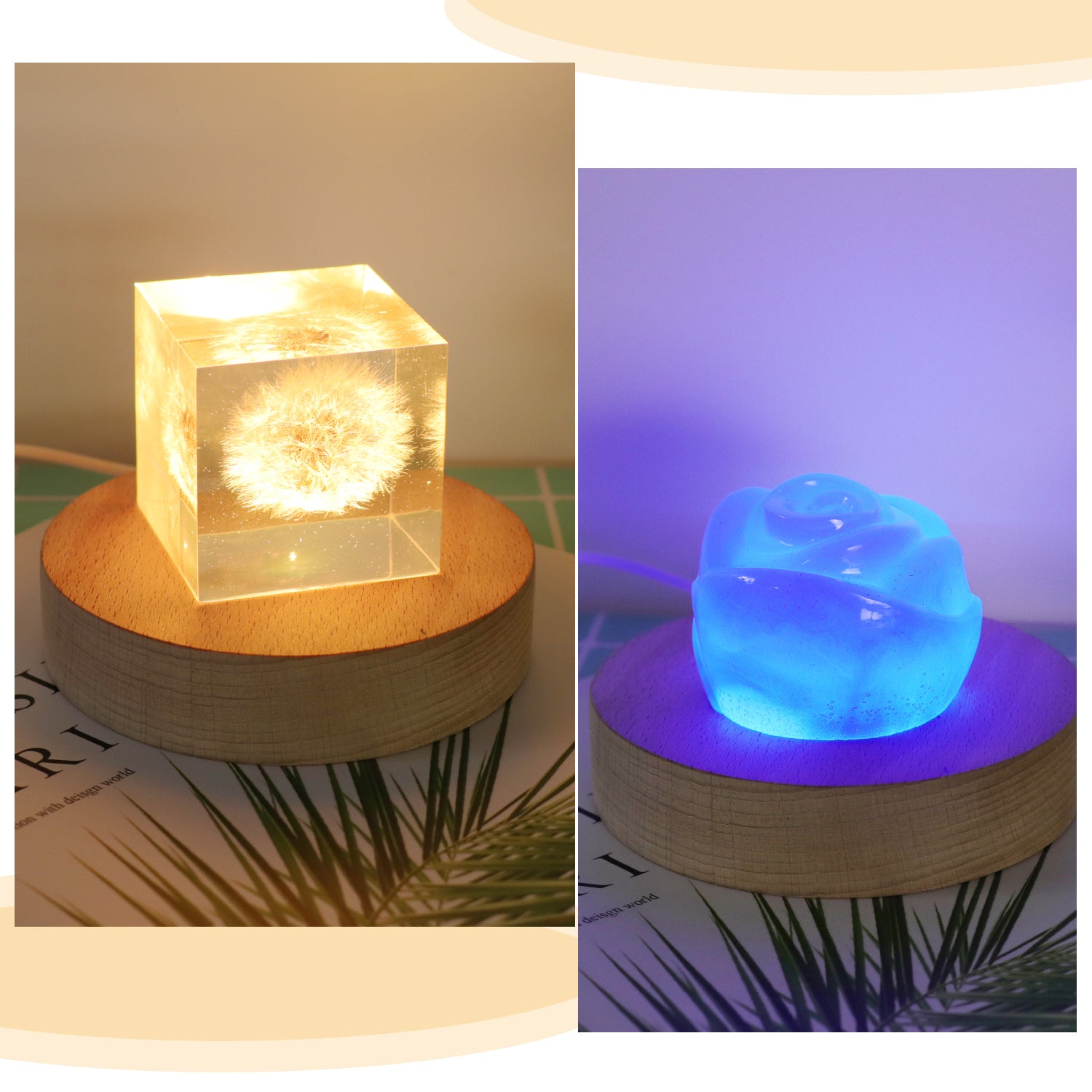 Round &amp; Square Wooden LED Display Base