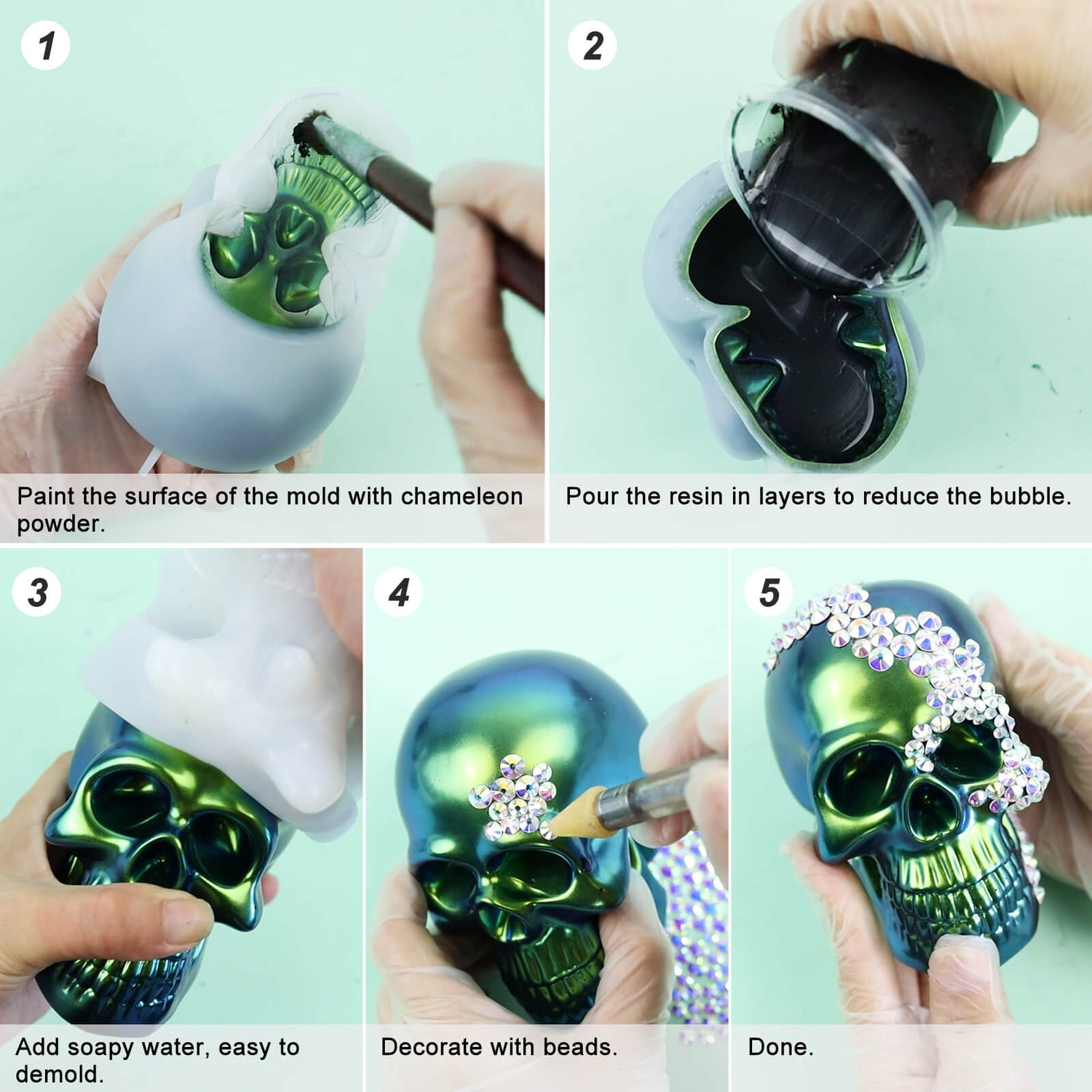 LET'S RESIN Resin Molds Silicone, 1 Pc Large Silicone Skull Epoxy Molds  with 4 Pcs Small Skeleton Epoxy Resin Molds for Resin Casting Art Crafts,  Candle Making, Home Decor, Pendants, Keychains