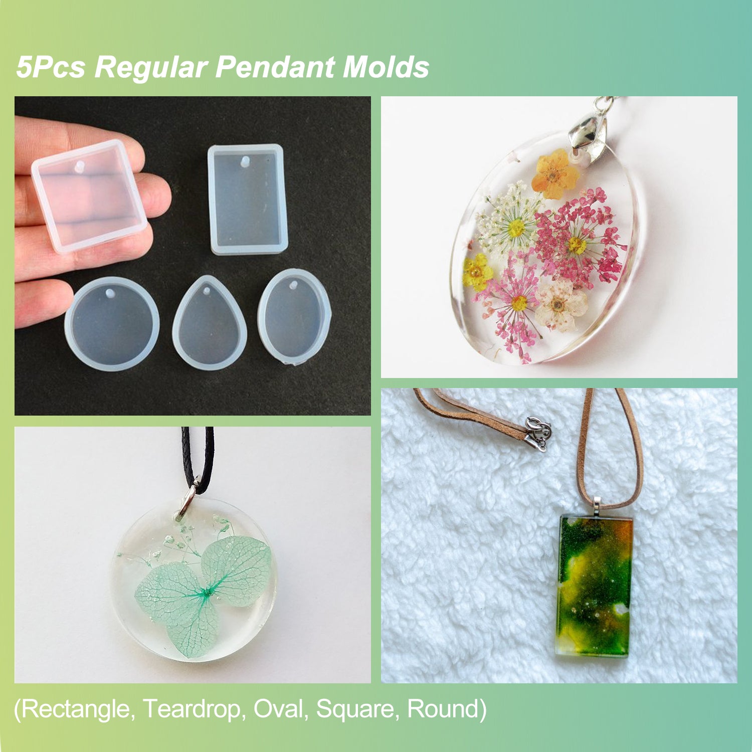 LET'S RESIN Resin Jewelry Molds for Beginners,16pcs Resin Jewelry Making  Kit With Barcelet Molds,pendant Molds 