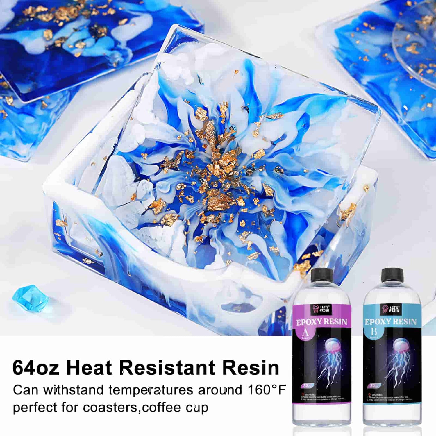 LET'S RESIN Bulk Epoxy Resin, 64 Oz Clear Resin, Super Clear Epoxy Resin,  Bubbles Free Great for Layered Casting Table Top Epoxy Resin 