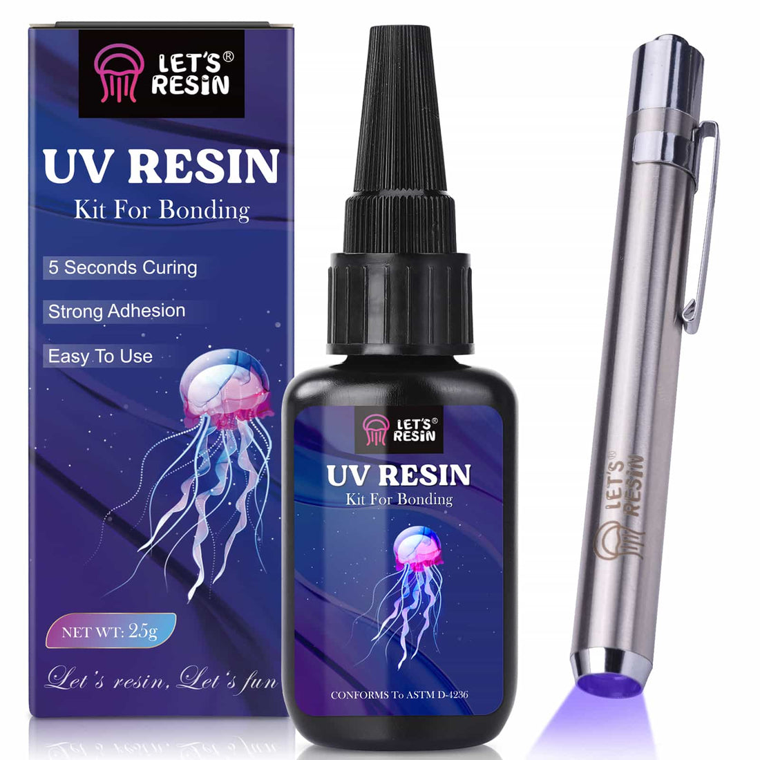 LET'S RESIN UV Resin200g Crystal Clear Ultraviolet Epoxy Resin  Quick-Curing&L