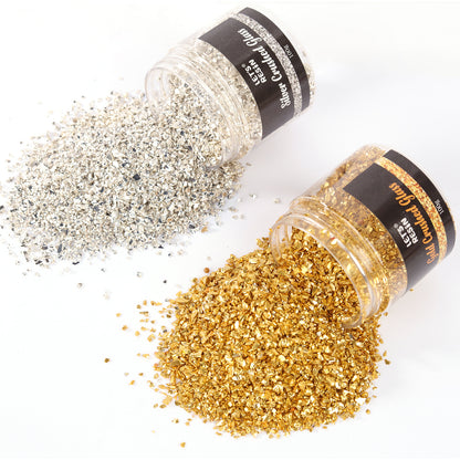 Crushed Broken Glass - Silver&amp;Gold/each 100g