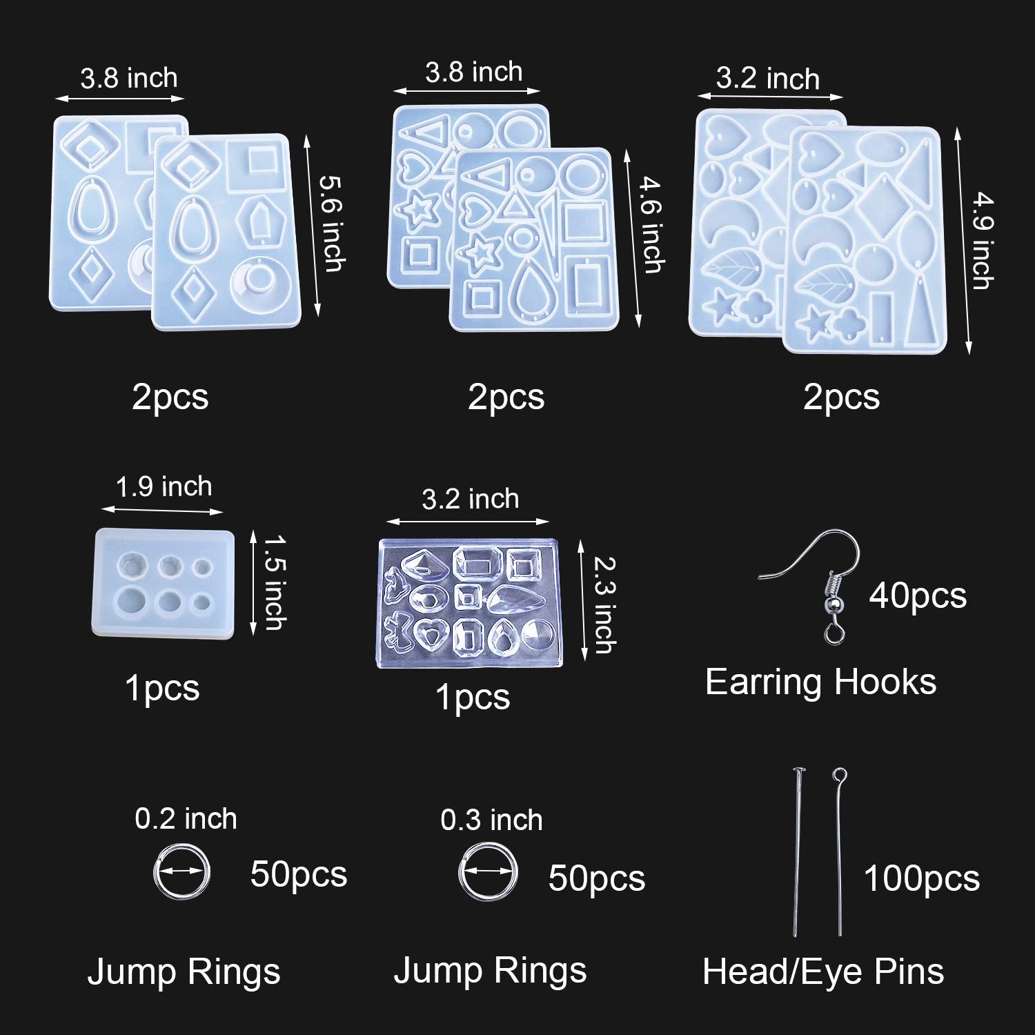 Buy LET'S RESIN Resin Molds for Jewelry, 243pcs Earring Making Kit with  3pcs Resin Earring Molds, 40pcs Earring Hooks, 100pcs Jump Rings for Resin  Jewelry,DIY Earring Online at desertcartINDIA