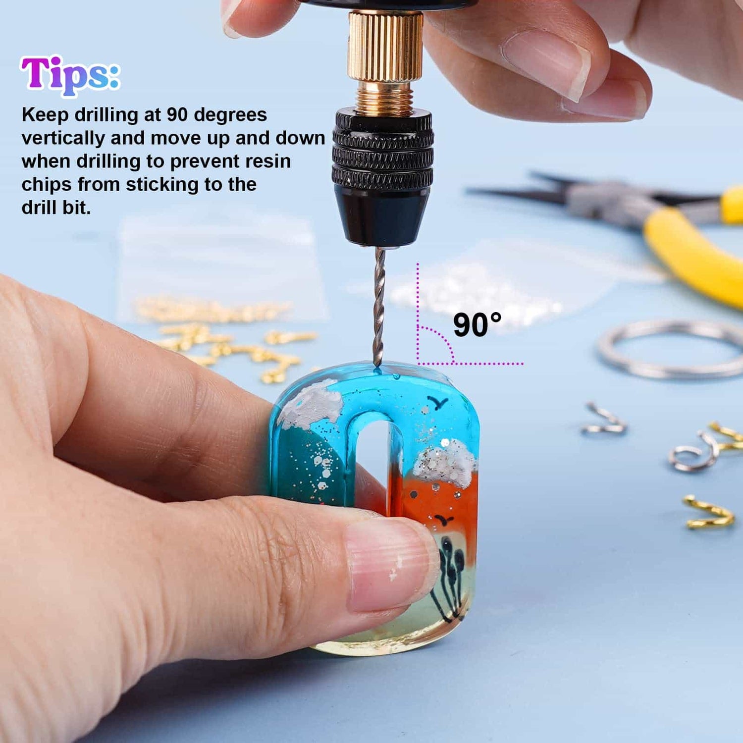 1pc Electric Resin Drill Set With 10 Pieces Drill Bits (0.8 To 1.2