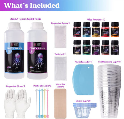 44 oz Resin Kit with Cups, Pigment Powder