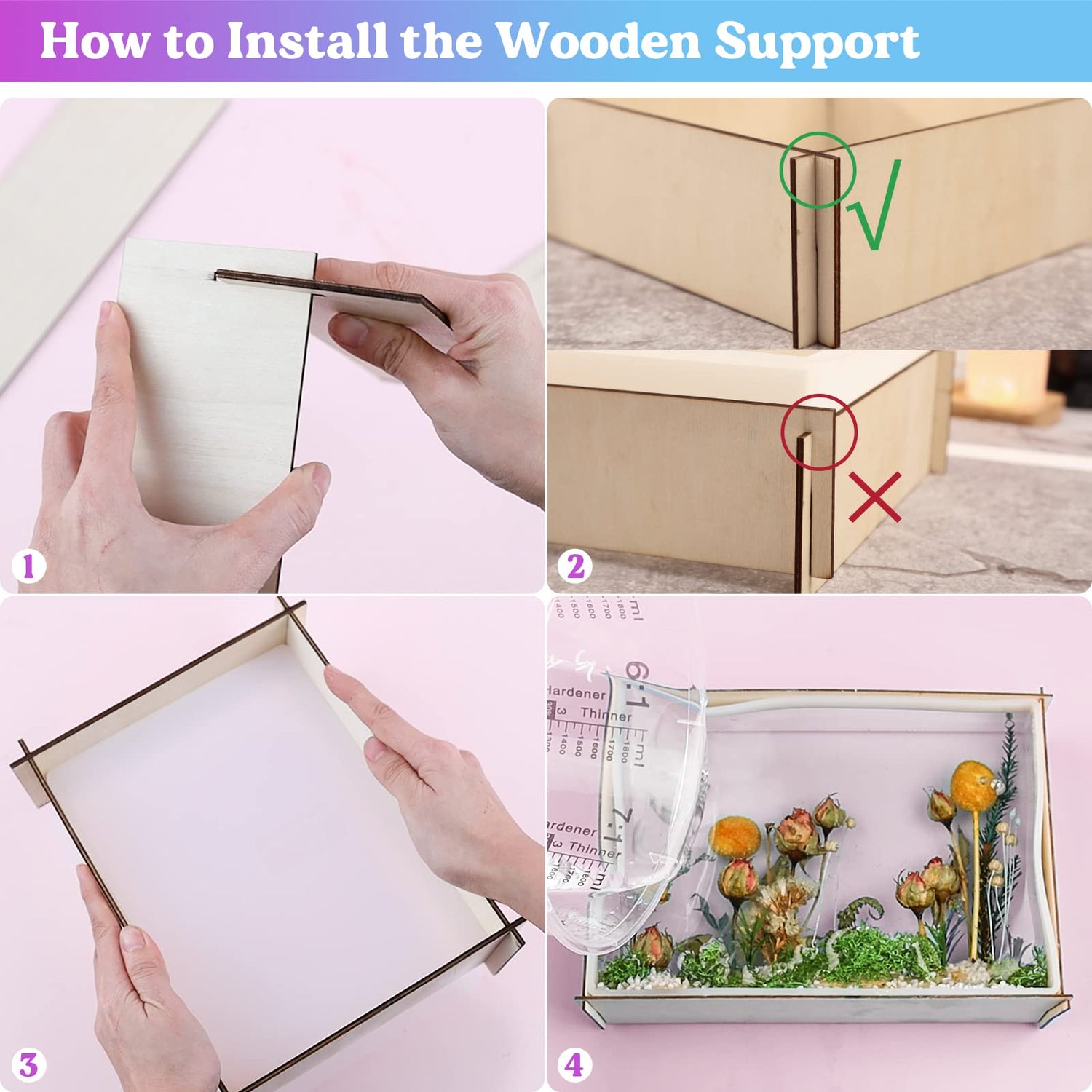 Silicone Mold Resin Molds For Flowers Preservation Diy Wedding Valentine  Anniversary Gift Home Decors Cube (with wooden box)