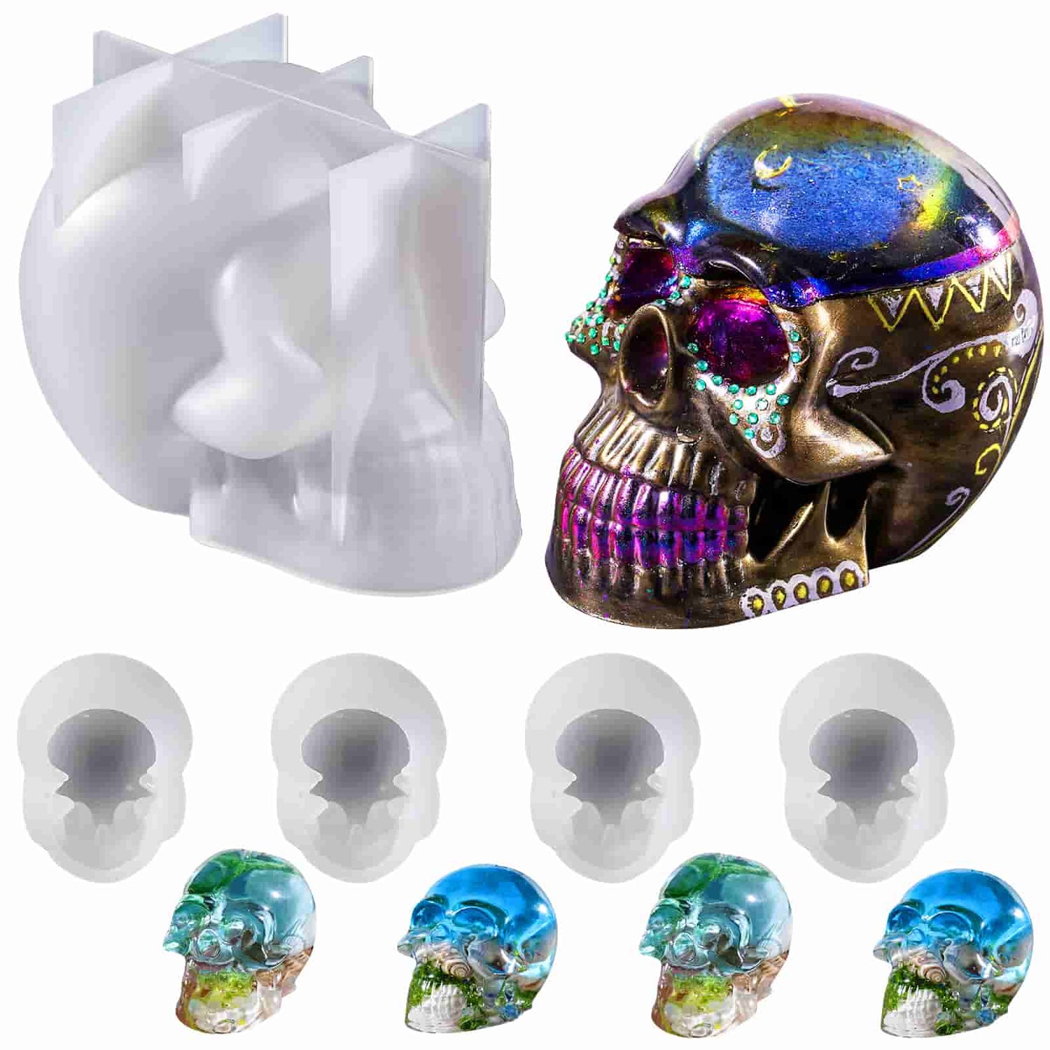 LET'S RESIN Silicone Skull Molds, 3D Large Skull Shape Molds for
