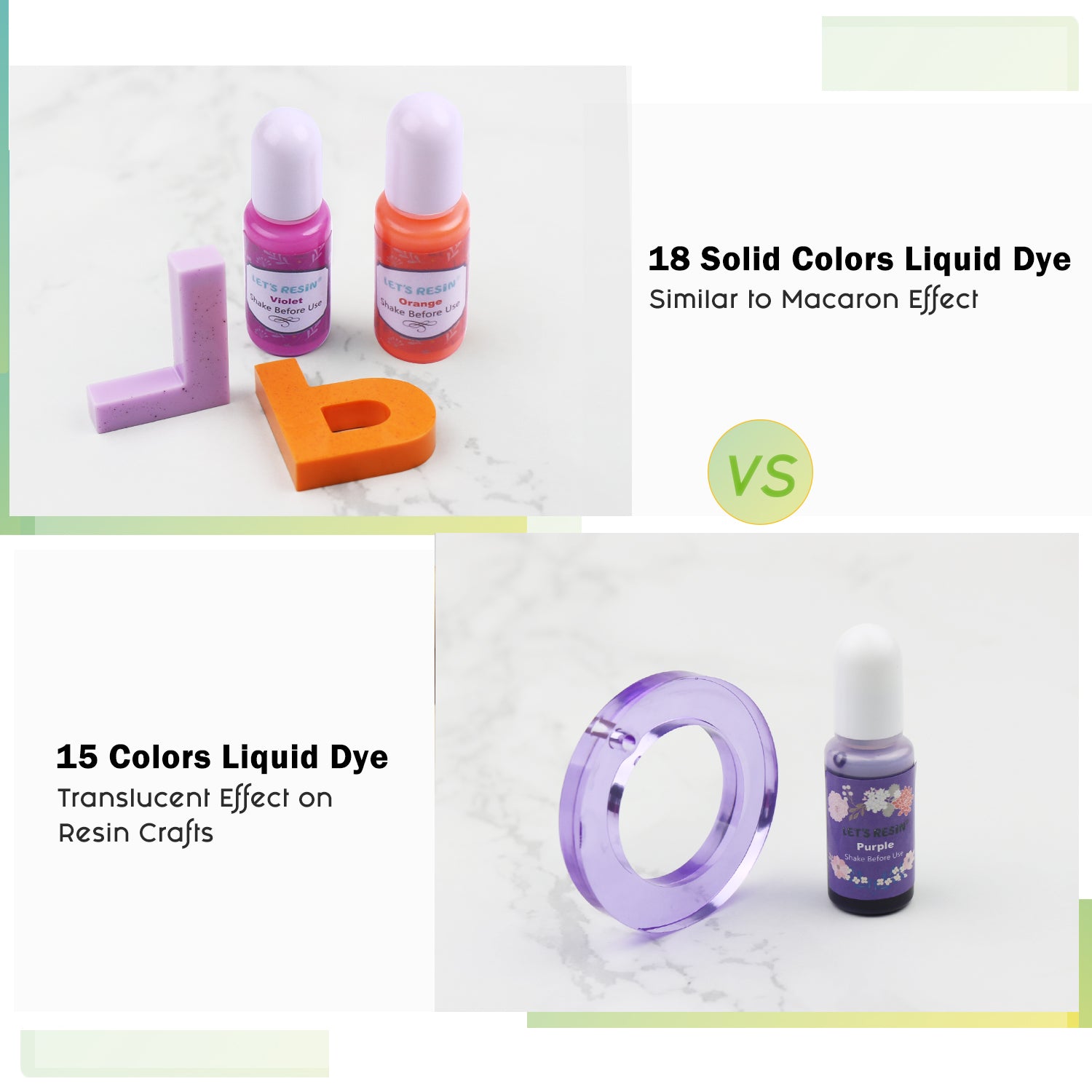  LET'S RESIN Epoxy Resin Dye,15 Color Translucent Epoxy Resin  Pigment,Odorless Concentrated Epoxy Resin Paint Each 0.35oz,Liquid Resin  Colorant for Resin Coloring,Epoxy Resin,Resin Molds