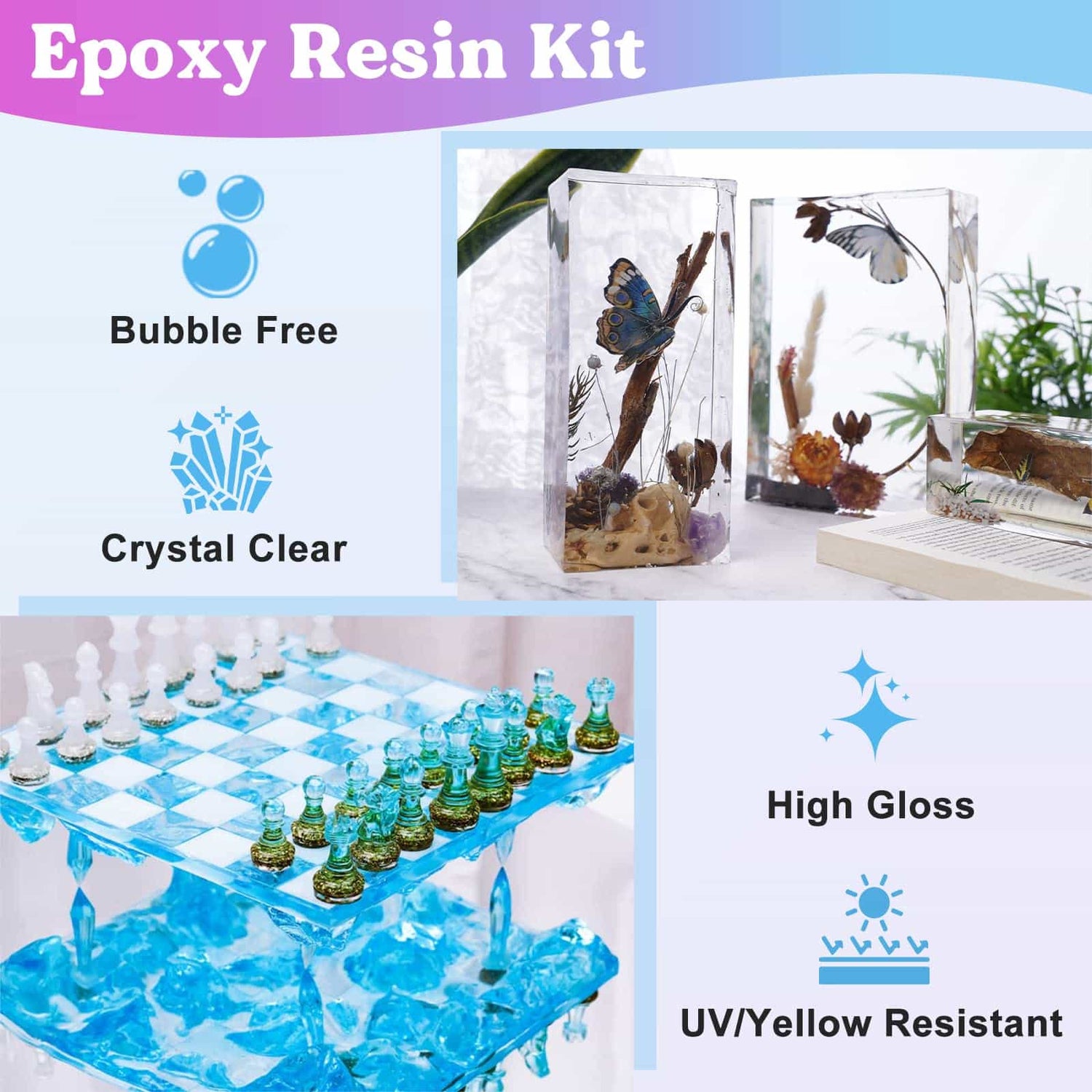 64 oz Epoxy Resin - Super Clear,Bubbles Free,Casting,Table Top
