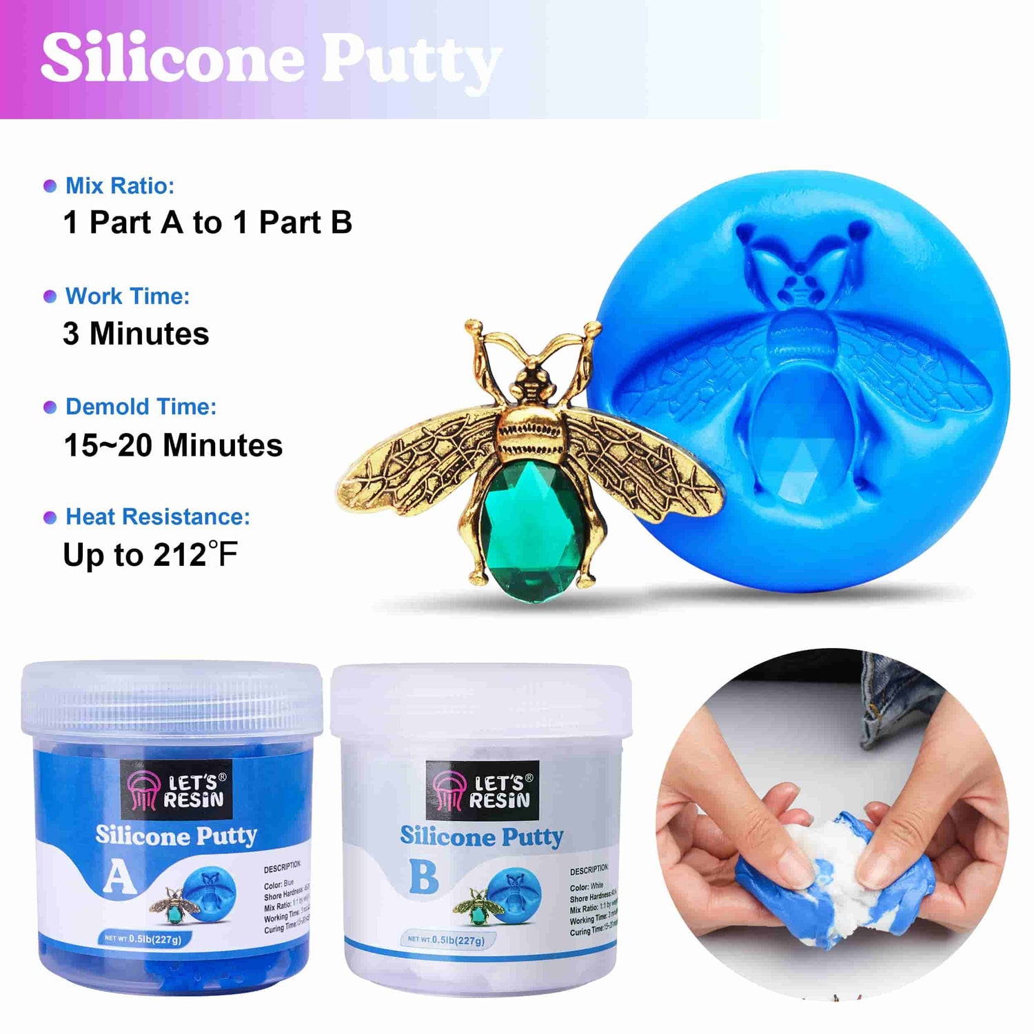 LET'S RESIN Silicone Putty,1LB Silicone Mold Making Kit,  Non-Toxic,Strong&Flexible, Easy 1:1 Mixing Ratio for Reusable Silicone Molds,  Resin Molds, Plaster, Soap – Let's Resin