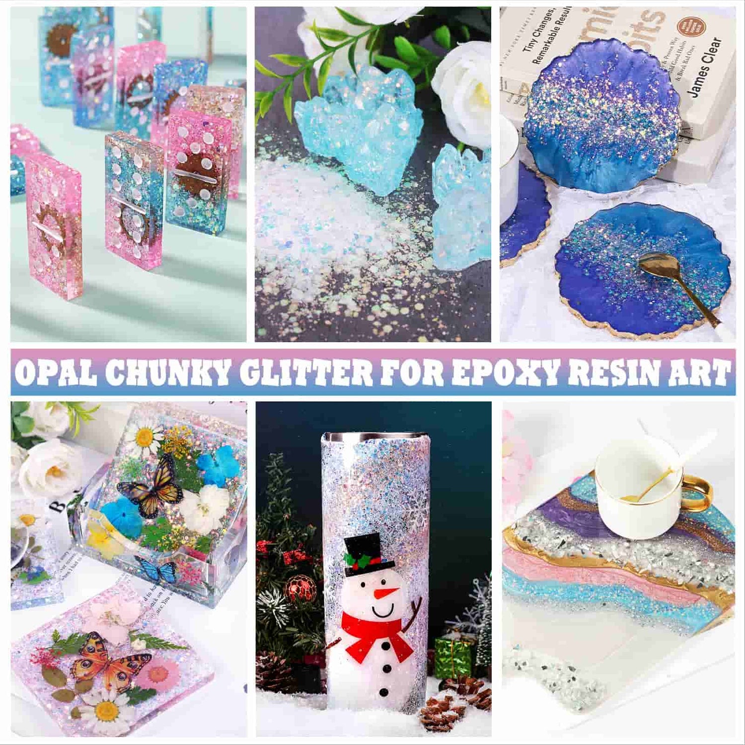 Opal Chunky Glitter - 12 Colors/each 0.35oz