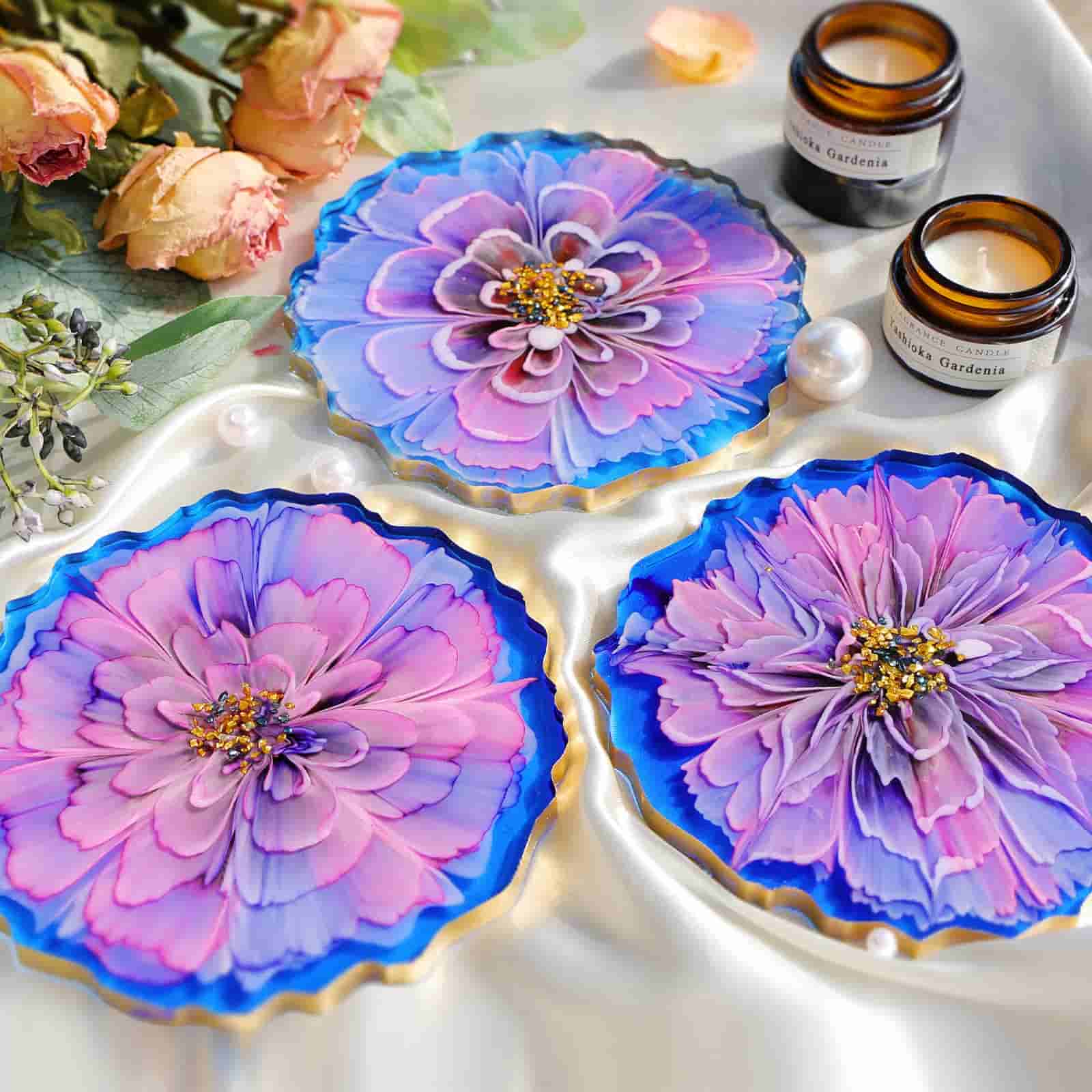Flower Coaster Resin Molds Resin Tray Molds Flower Coaster Molds 3D Design Silicone  Molds For Resin Casting, Epoxy Resin, Coasters, Home Decoration
