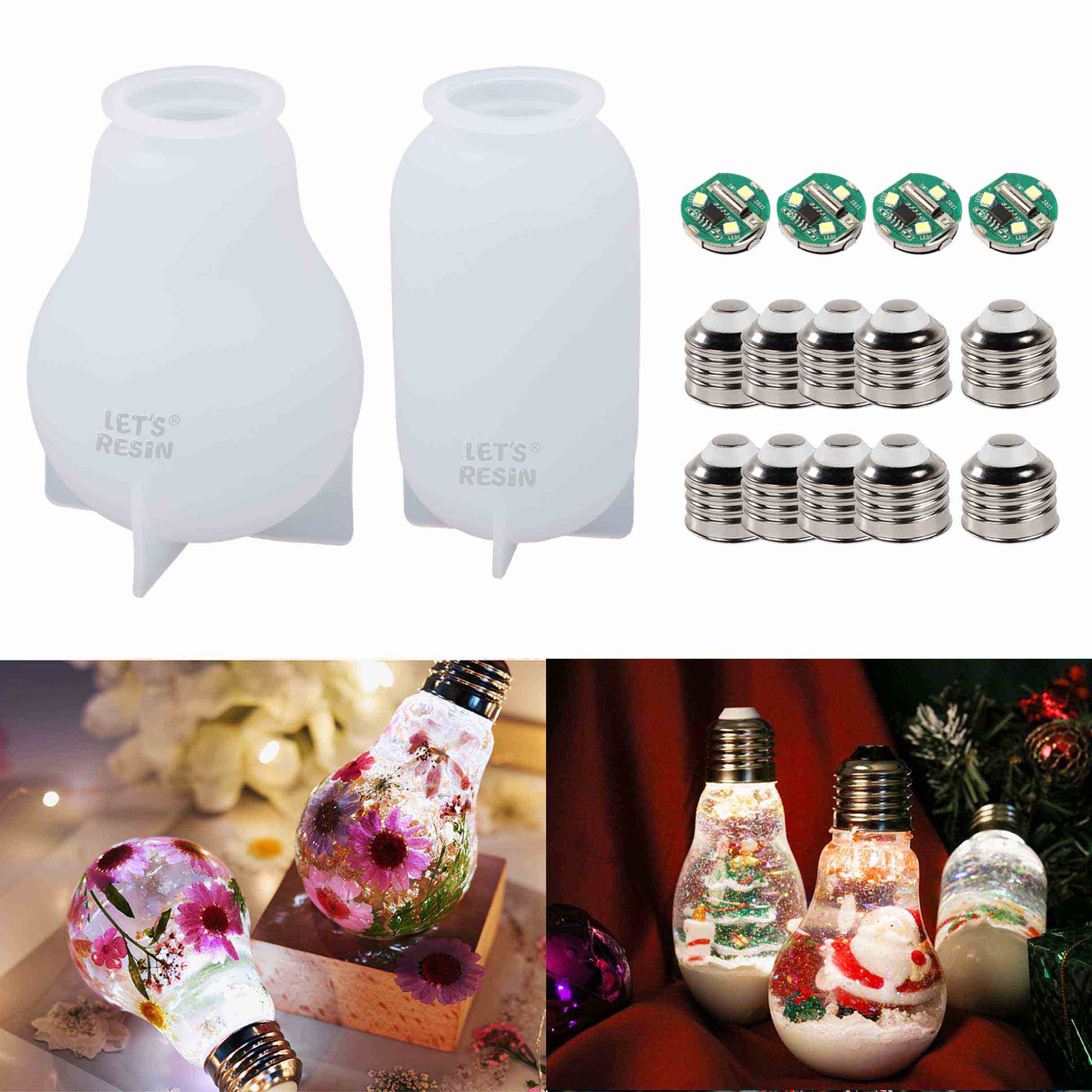 Light Bulb Molds - LED Bulb Resin Silicone Molds+Caps+LED Chip Base ...