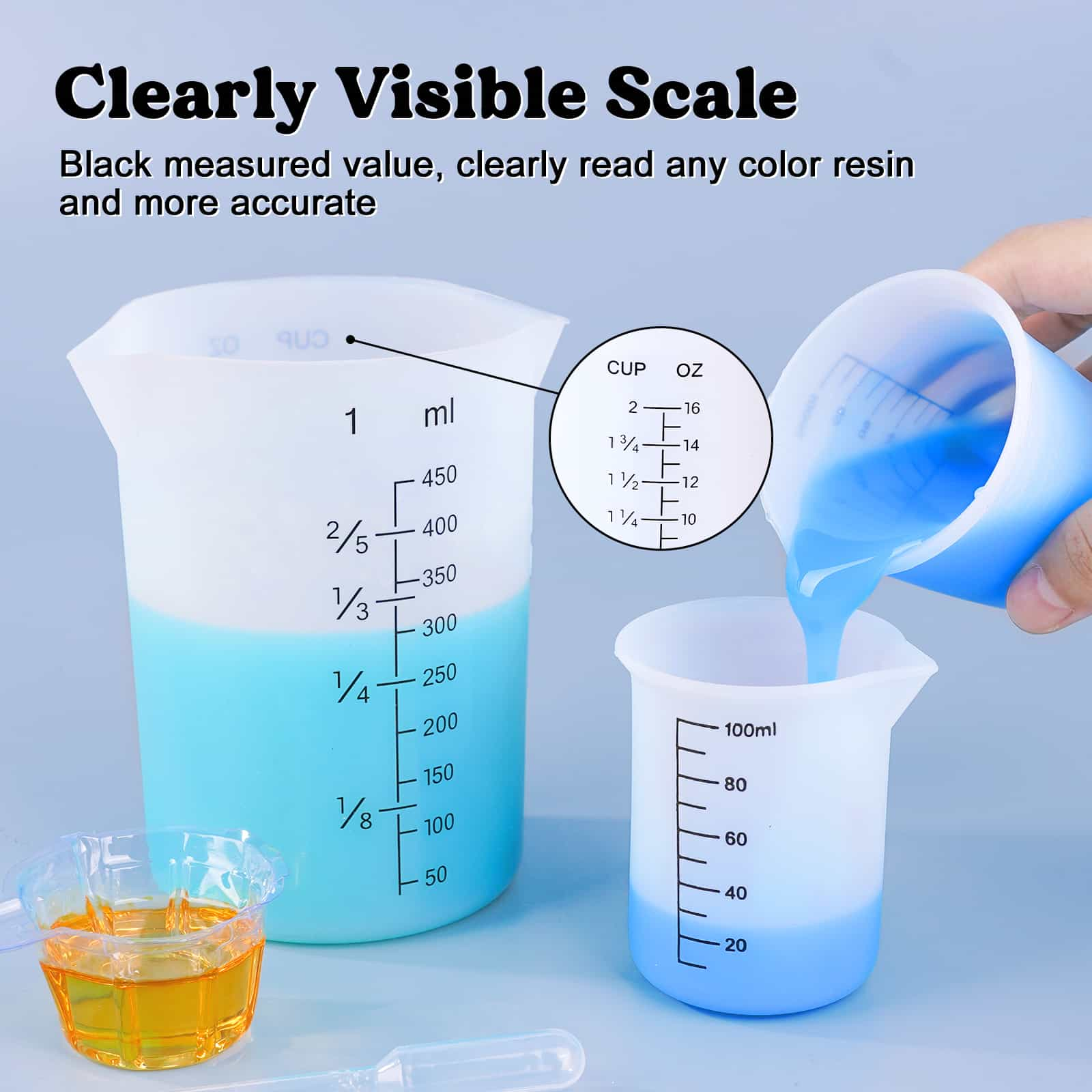 Silicone Measuring Cups - 450ml &amp; 100ml