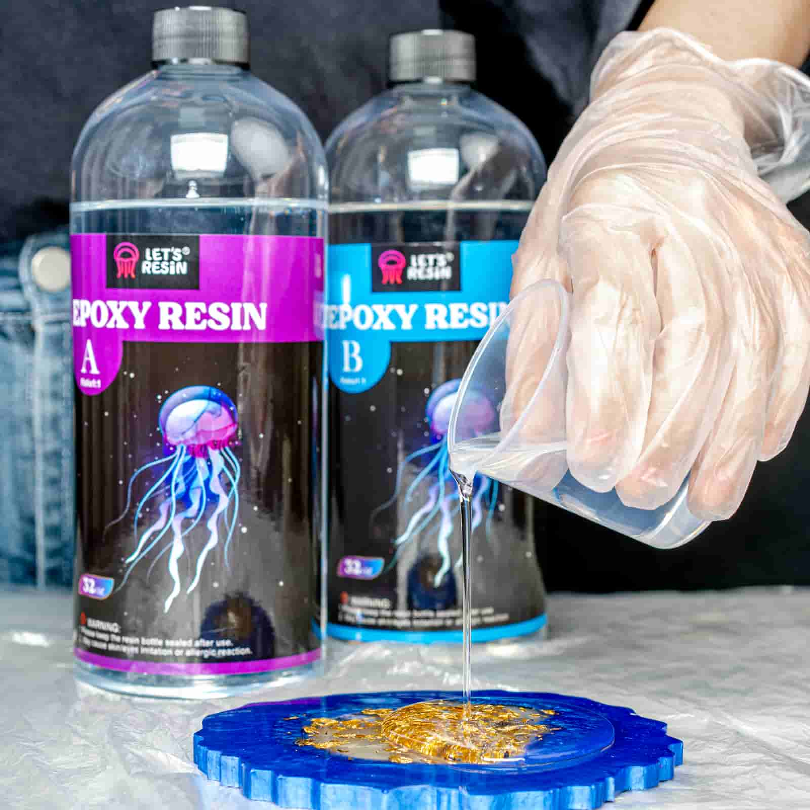 Let's Resin 64oz Crystal Clear Epoxy Resin, 2 Part Bubbles Free Epoxy Resin, Table Top & Bar Top Casting Resin, Clear Epoxy Resin for Art Crafts