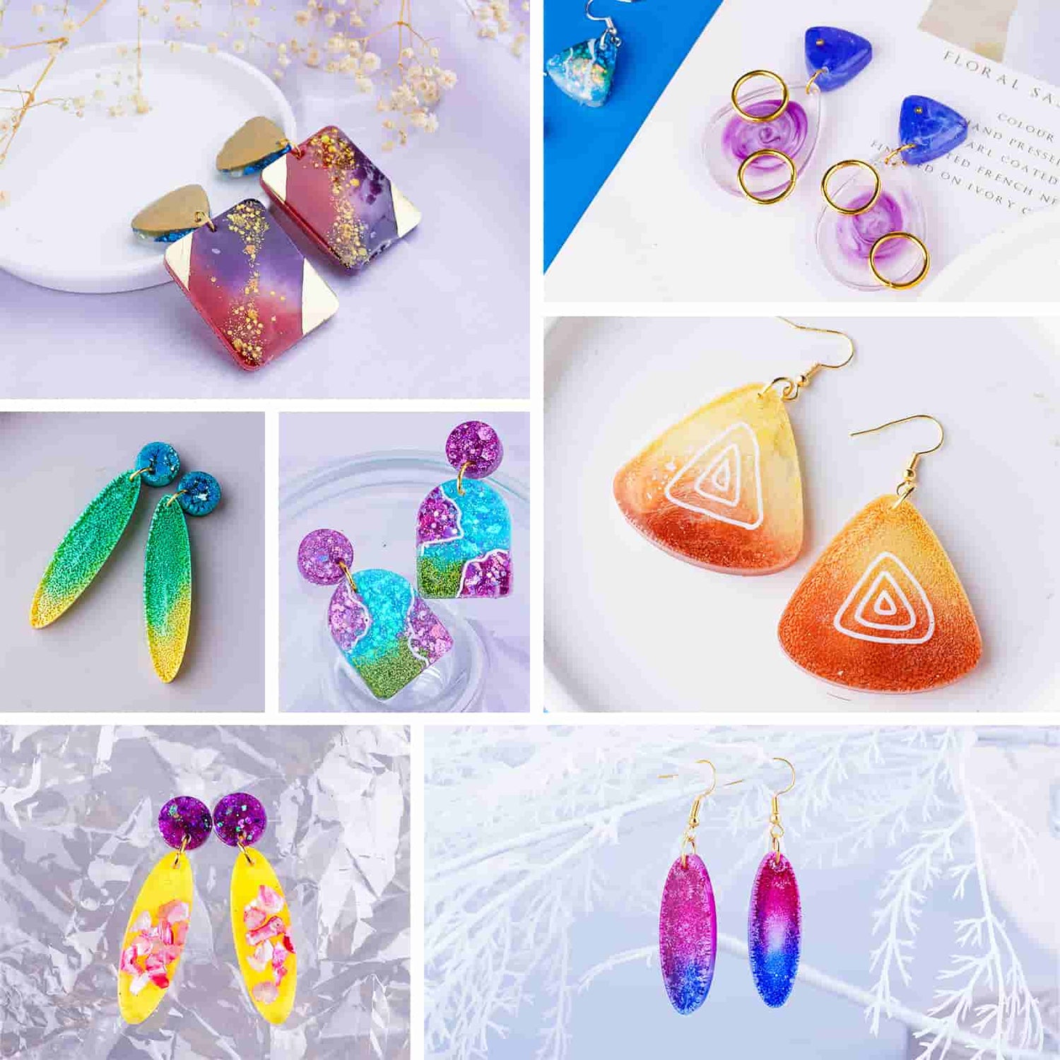 LET'S RESIN 198PCS Resin Jewelry Molds, with 8 Pairs Earring Resin Molds,  Resin Earring Molds Silicone for Jewelry, Earring Hooks, Jump Rings