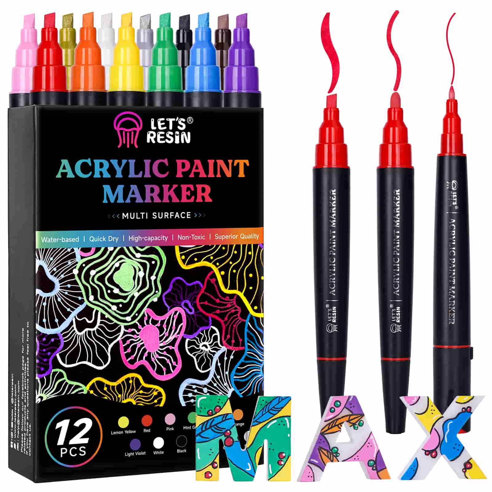 Let's Resin Acrylic Paint Markers - 12 Colors