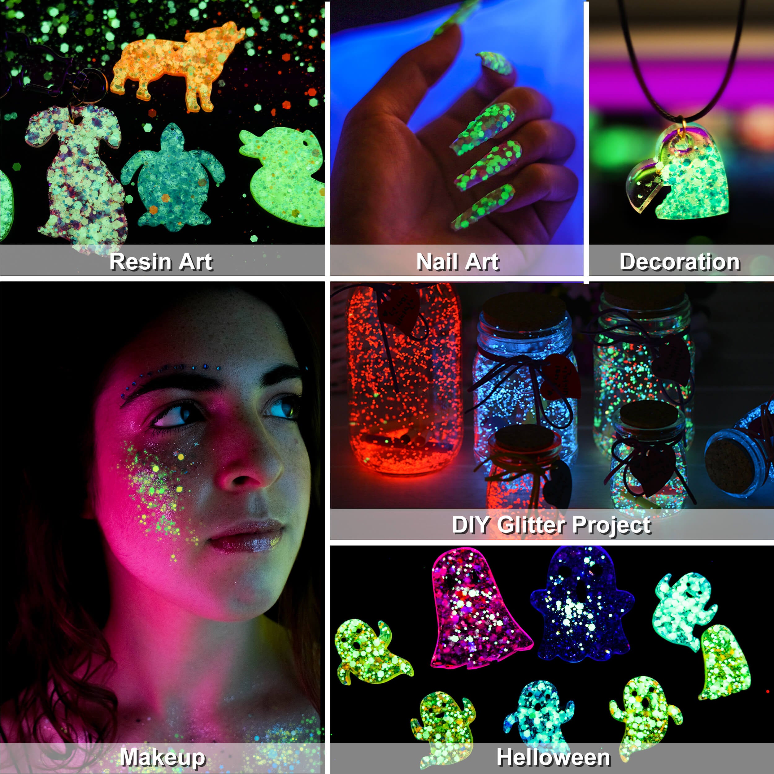 Glow in The Dark Glitter - 12 colors