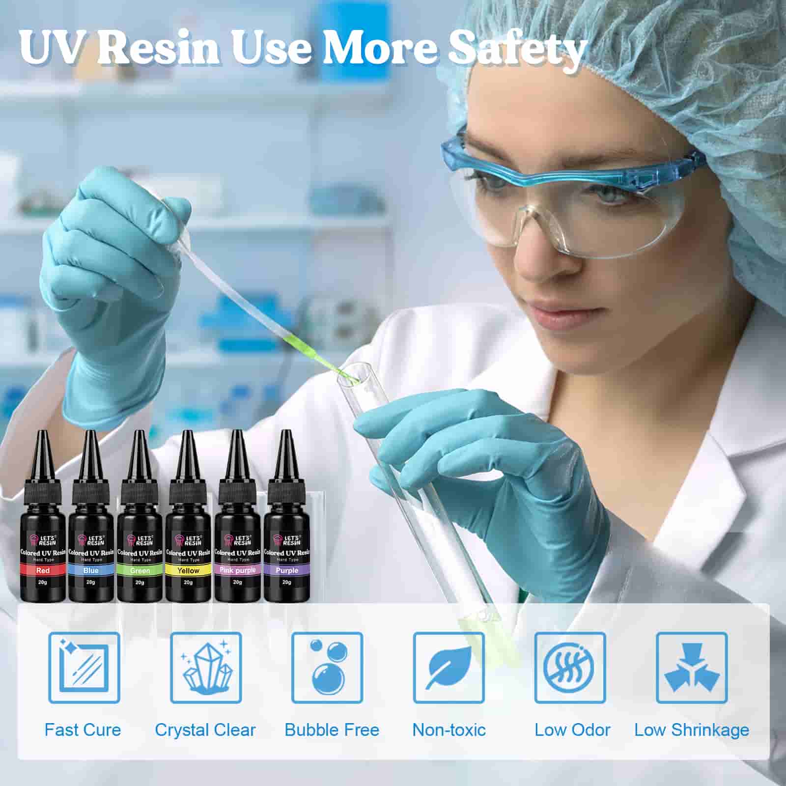 LET'S RESIN UV Resin, Upgraded 500g Clear UV Resin kit Hard Type for