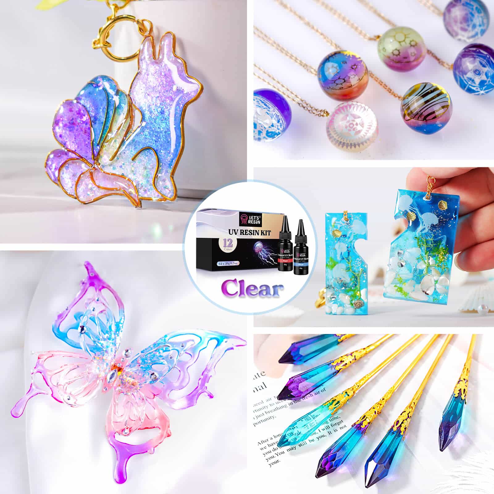 LET'S RESIN UV Resin, Upgraded 500g Clear UV Resin kit Hard Type for ...