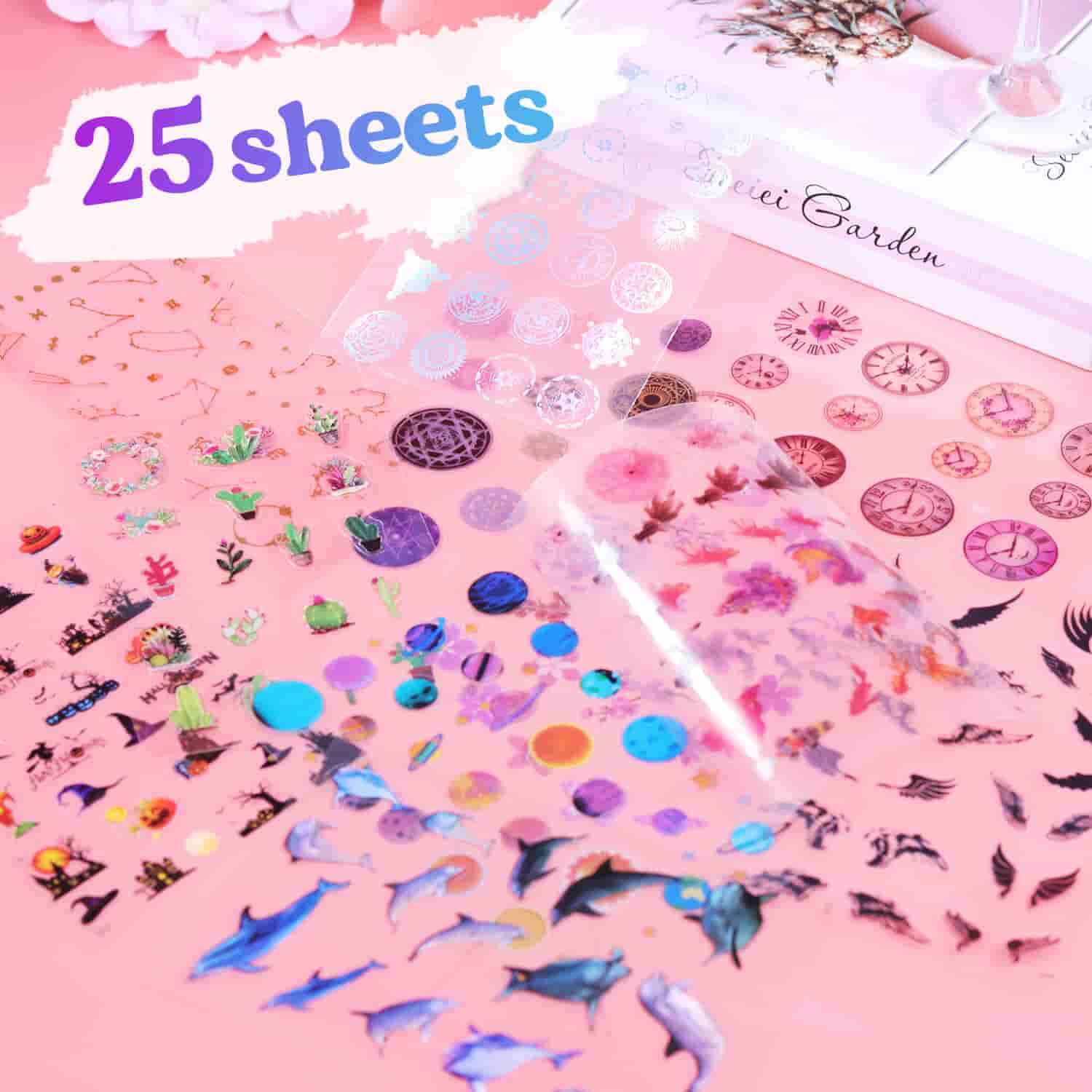 Transparent Decorate Film&amp;Stickers Resin Art Supplies Kit - 25 Sheets