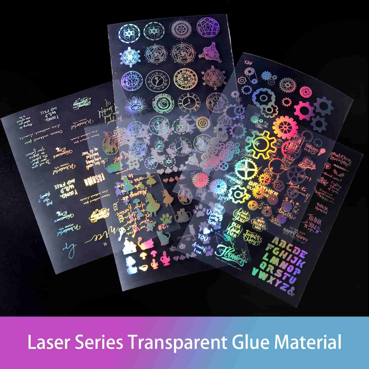 Glitter Hot Stamping Resin Clear Film Resin Stickers Kit for