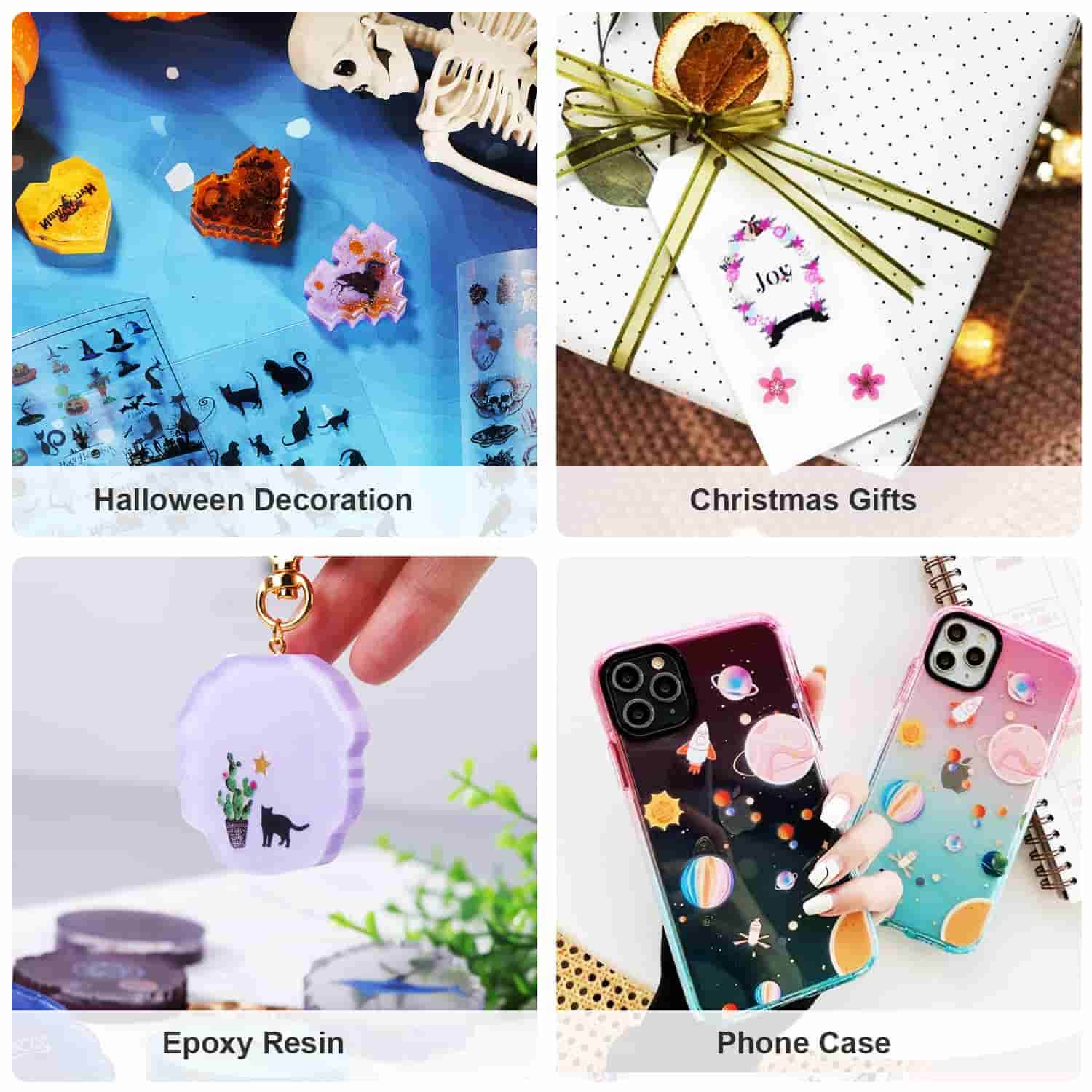 LET'S RESIN 26 Resin Art Supplies, Shiny Holographic Stickers, Transparent  Resin Stickers for Card Making, Scrapbook, DIY Jewelry, Resin Stickers with