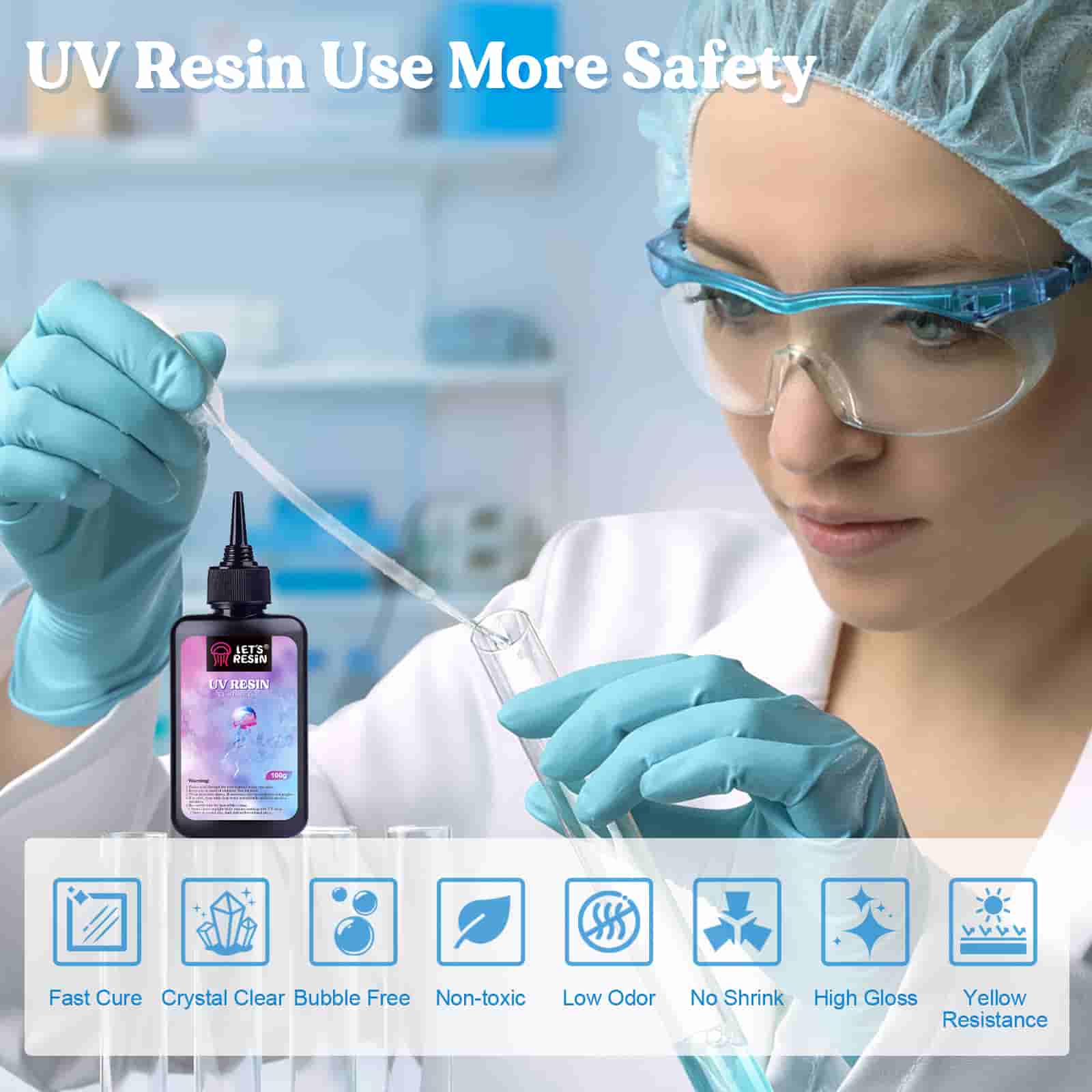 LET'S RESIN UV Resin 200g Crystal Clear Ultraviolet Epoxy Resin  Quick-Curing&Low Shrinkage UV Resin Kit for Crafts Jewelry Making  Coating&Casting