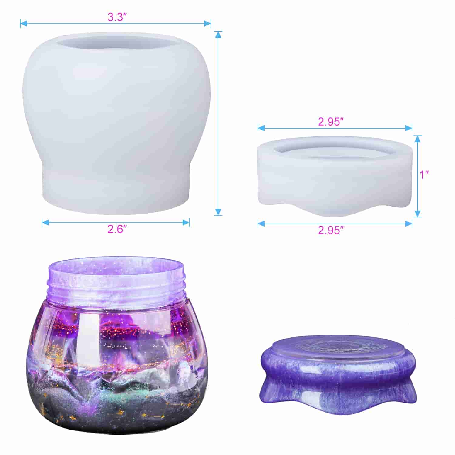 LET'S RESIN Resin Mold Silicone Kit with Resin Rolling Tray Mold, Ashtray  Resin Jar Mold with Lid for Casting Resin,Epoxy Resin,DIY Storage Container