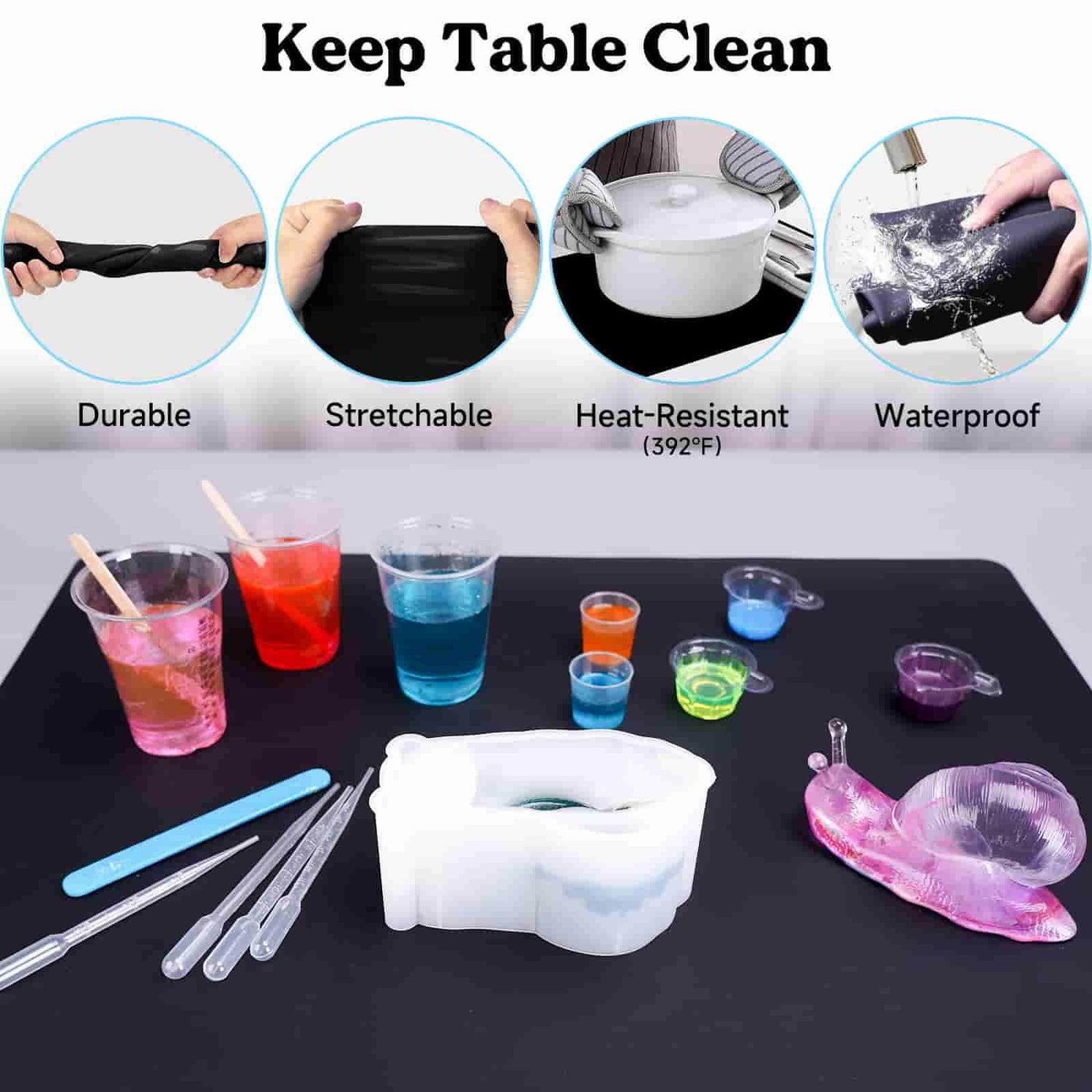 Silicone Painting Mat Non-stick Waterproof Mat with Cleaning Cup for DIY  Art Resin Casting