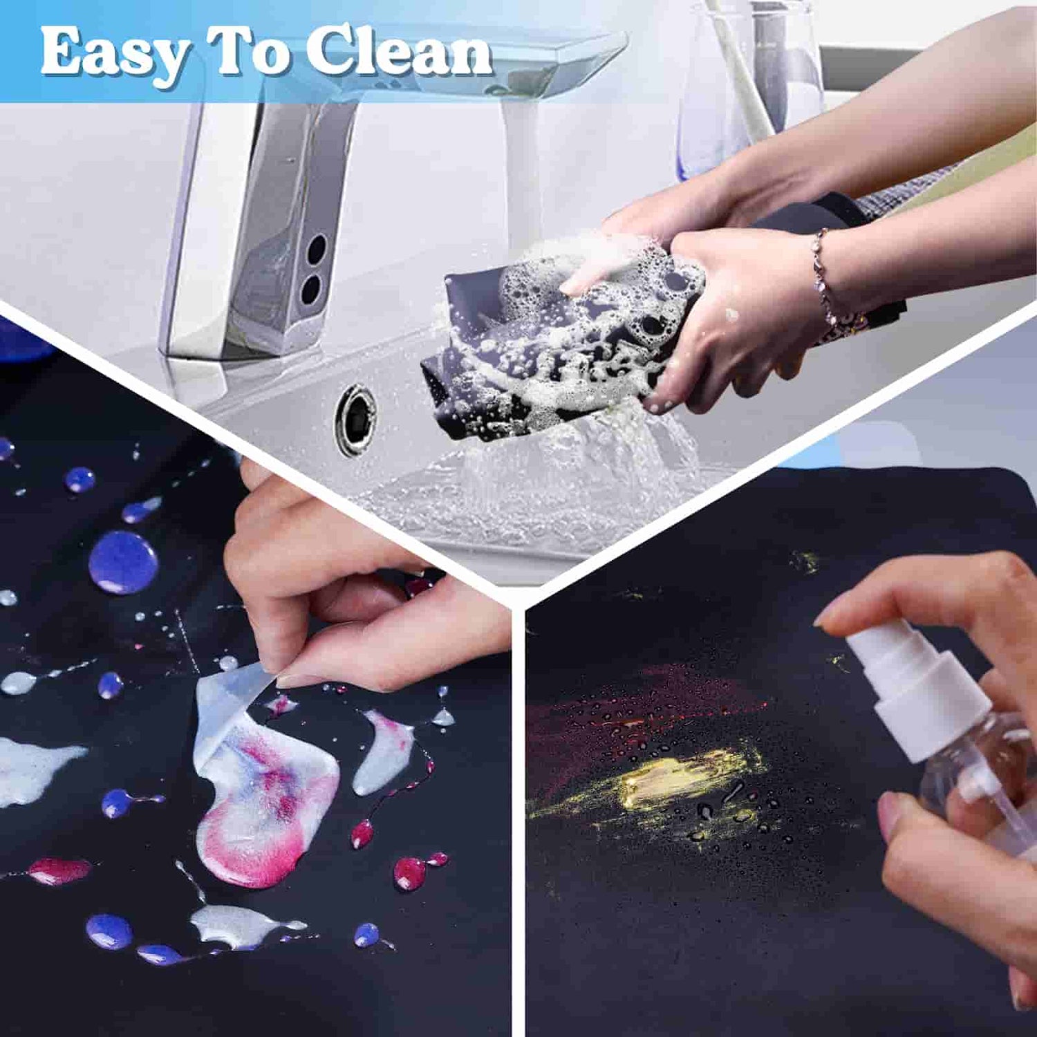 11x20 Silicone Painting Mat with Cleaning Cup Art Craft Paint Mats for  Kids, Nonstick Silicone Sheet for Resin Casting Art DIY Drawing Clay and  Play
