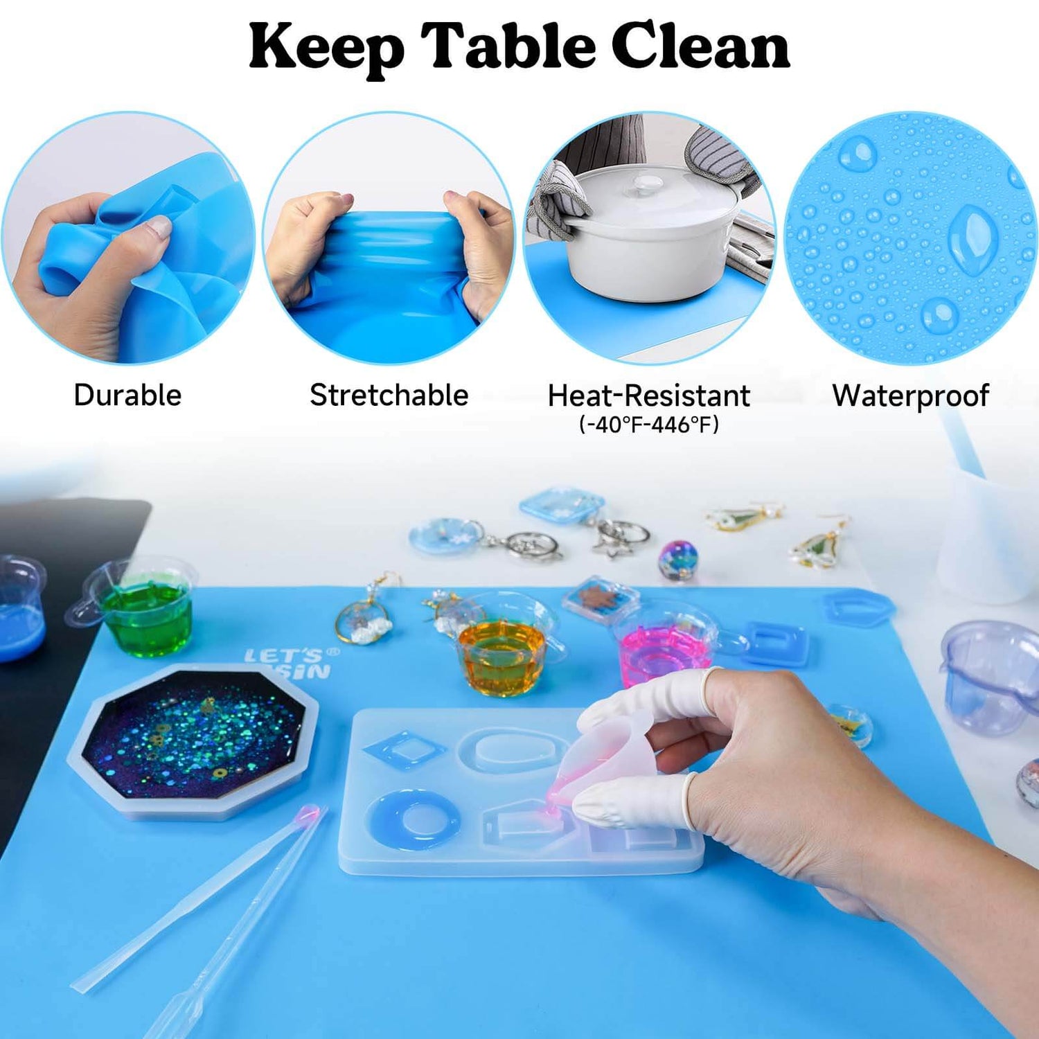 31.5 x 23.6 Extra Large Silicone Mat for Resin Casting, Crafts and Epoxy,  Nonstick Silicone Sheet for Jewelry Casting Molds, Countertop Protector Mat  Heat Resistant Placemats by Foepoge, Dark Blue - Yahoo