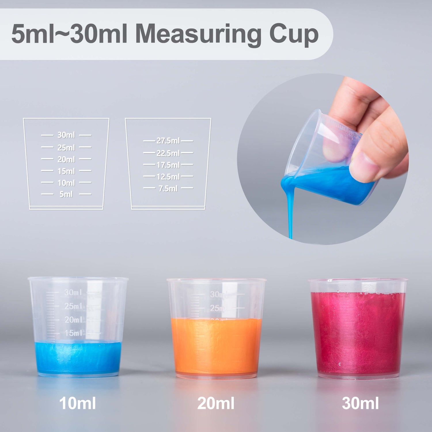 Small Measuring Cups 30ml, Resin Measuring Cups, 30ml Mixing Cup, Disposable Dosage Cups, Small Plastic Containers, Medicine Cup